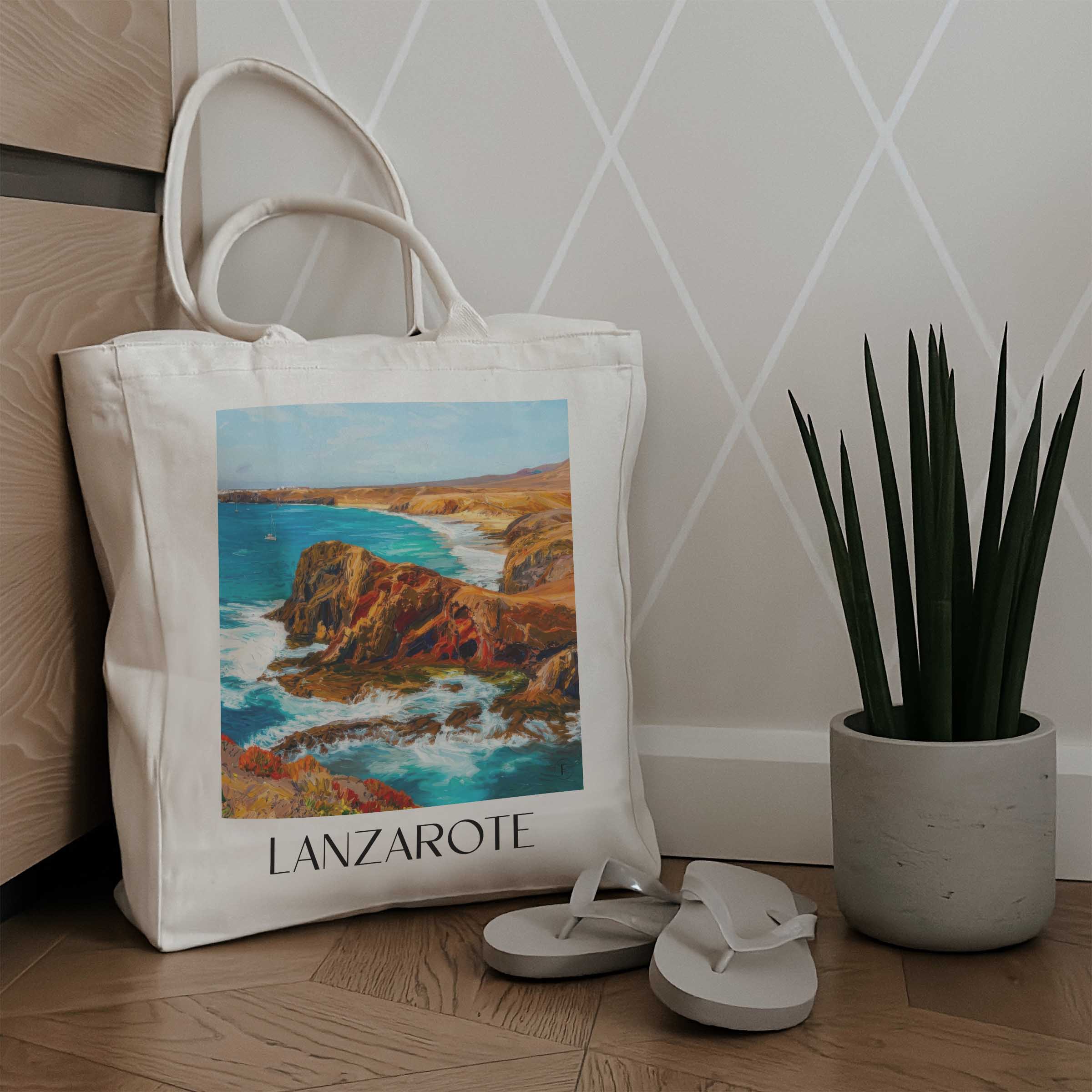lanzarote-spanien-einkaufstasche-oil-painting-oelgemaelde