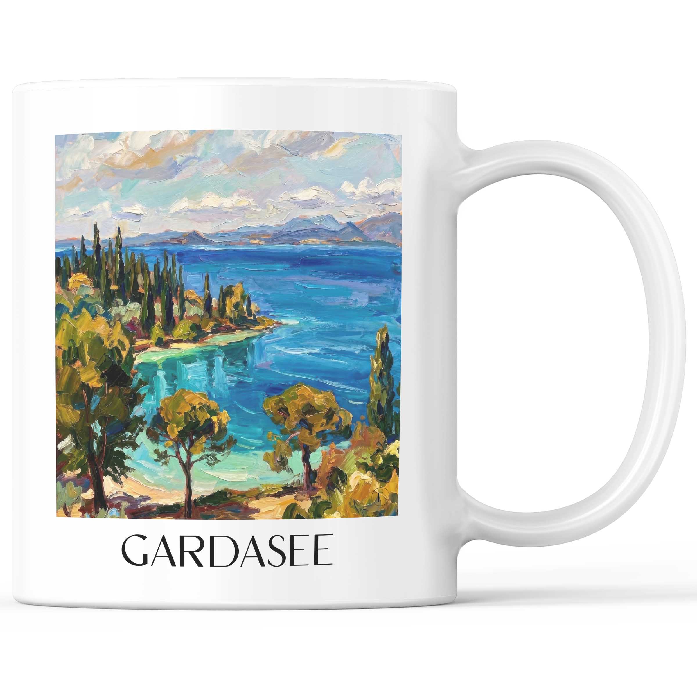 Gardasee - Italien Becher - Kaffeetasse im Ölgemälde Stil