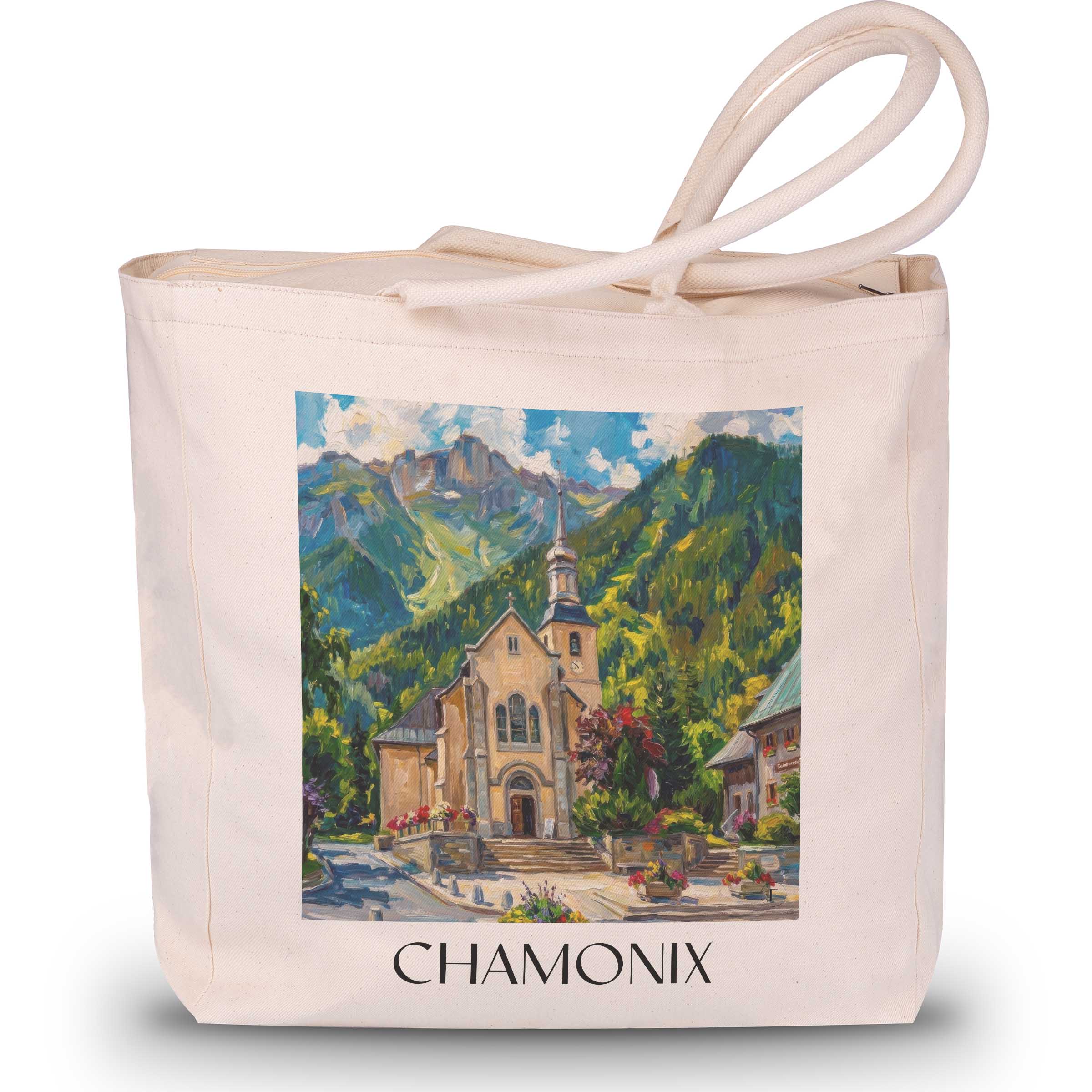 chamonix-frankreich-einkaufstasche-oil-painting-oelgemaelde