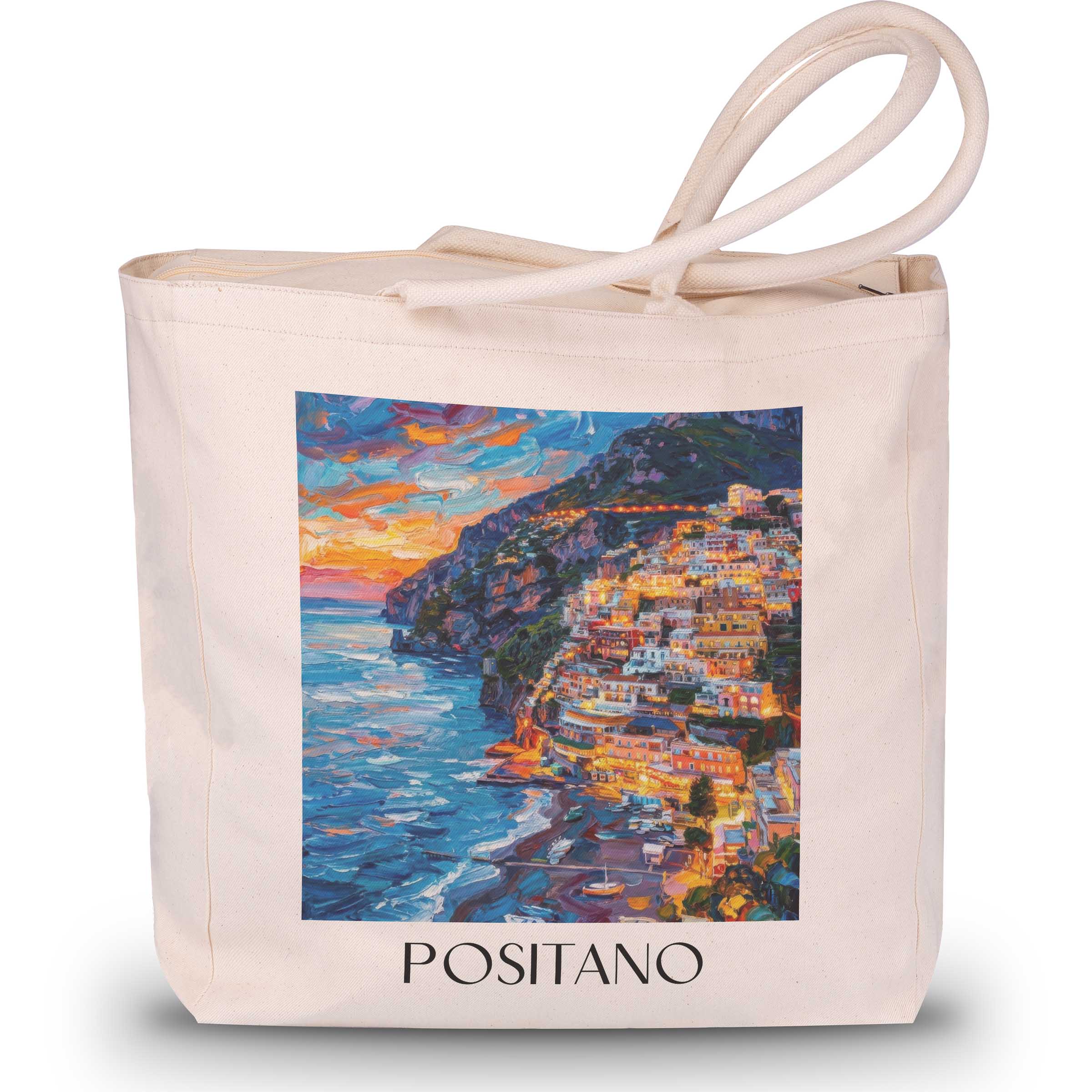 Positano Shopping Tasche - Amalfi Küste - Italien Tote Bag - Einkaufstasche im Ölgemälde Stil