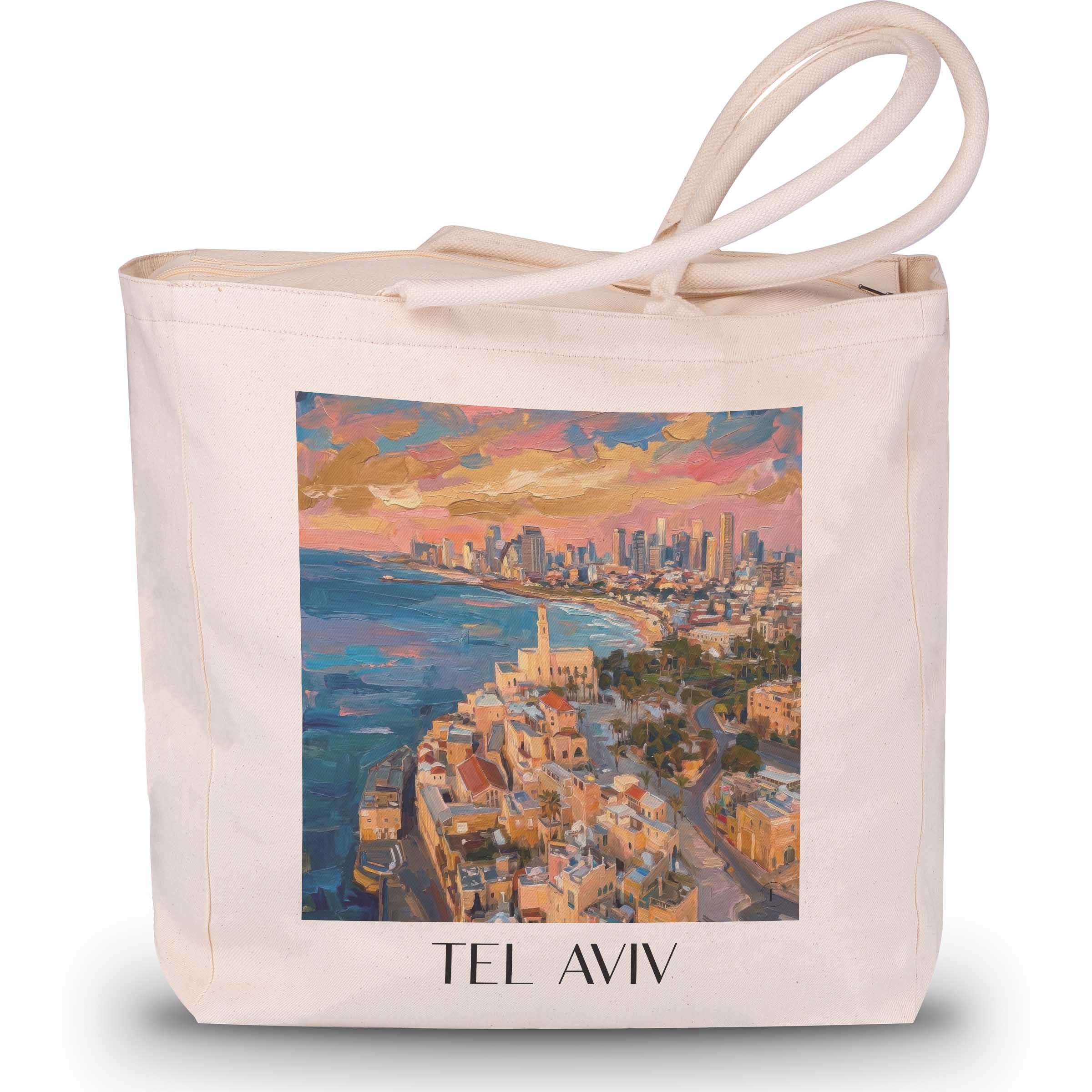 tel-aviv-israel-einkaufstasche-oil-painting-oelgemaelde