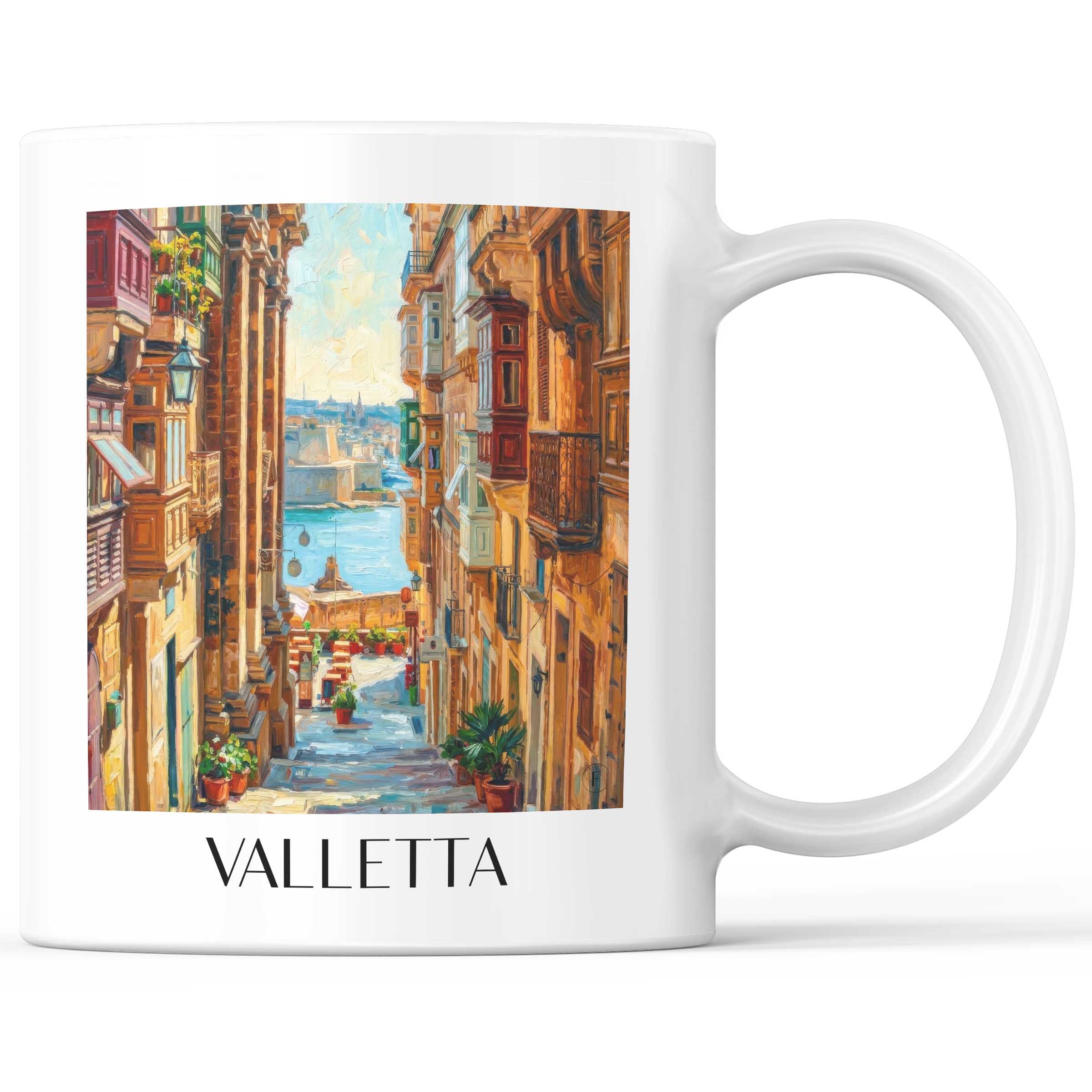 Valletta - Malta Becher - Kaffeetasse im Ölgemälde Stil