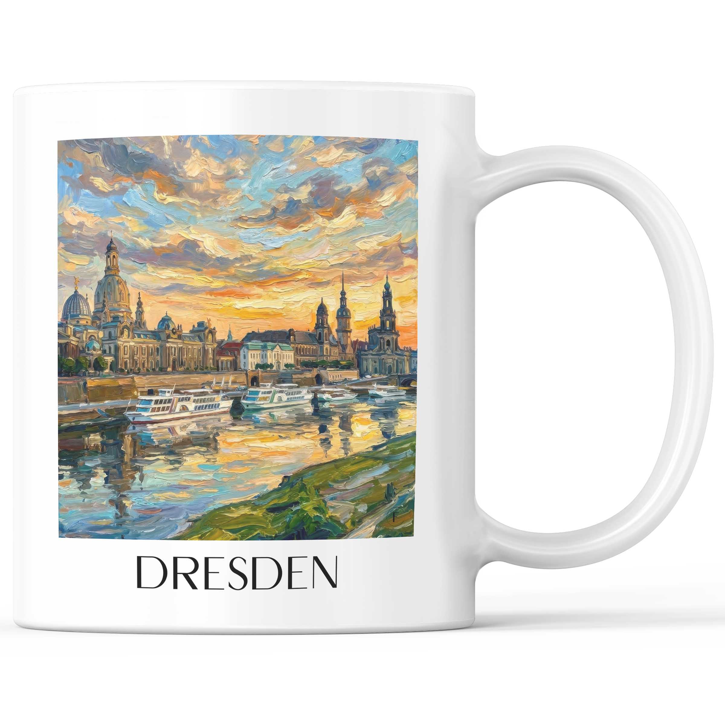 Dresden - Deutschland Becher - Kaffeetasse im Ölgemälde Stil