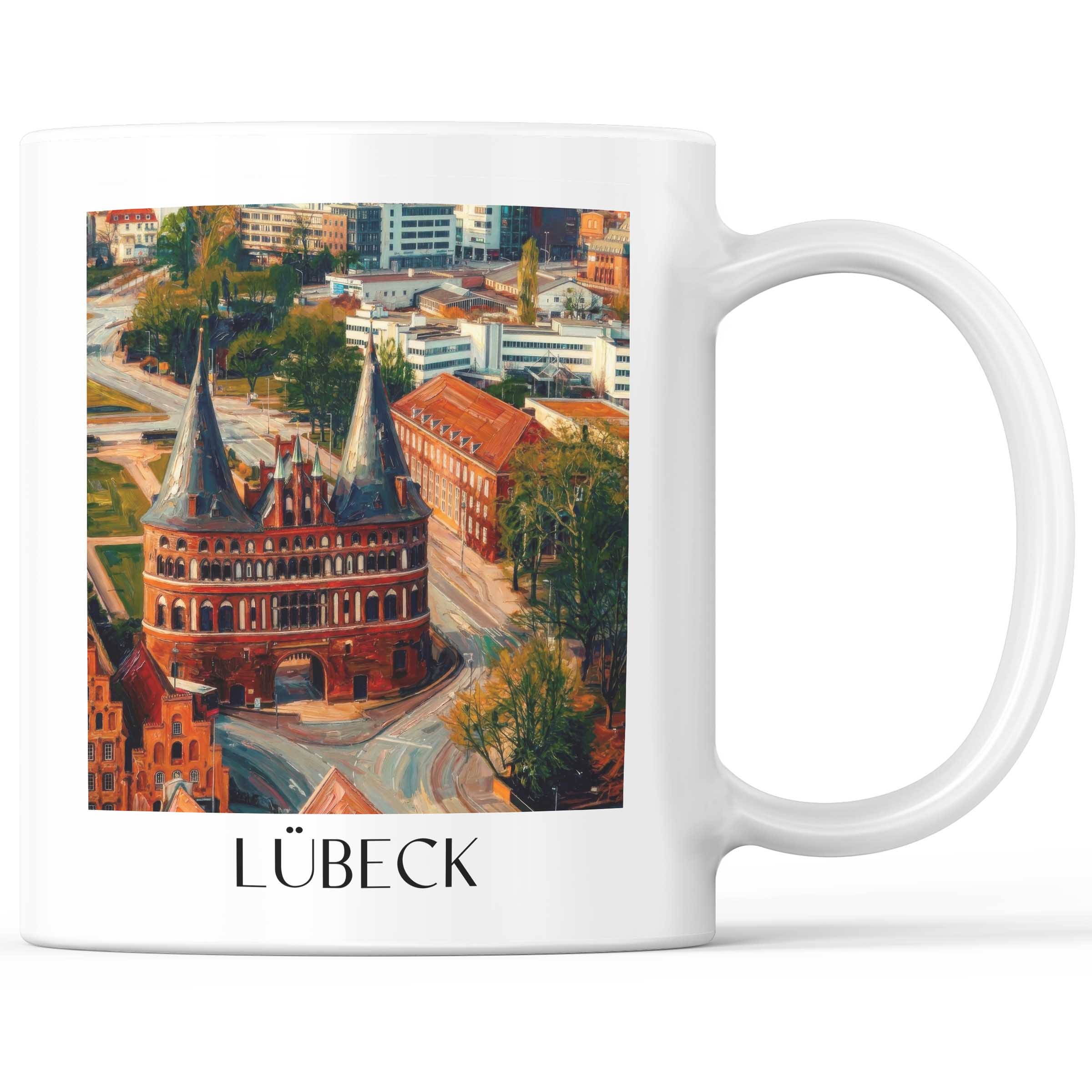 Lübeck - Deutschland Becher - Kaffeetasse im Ölgemälde Stil