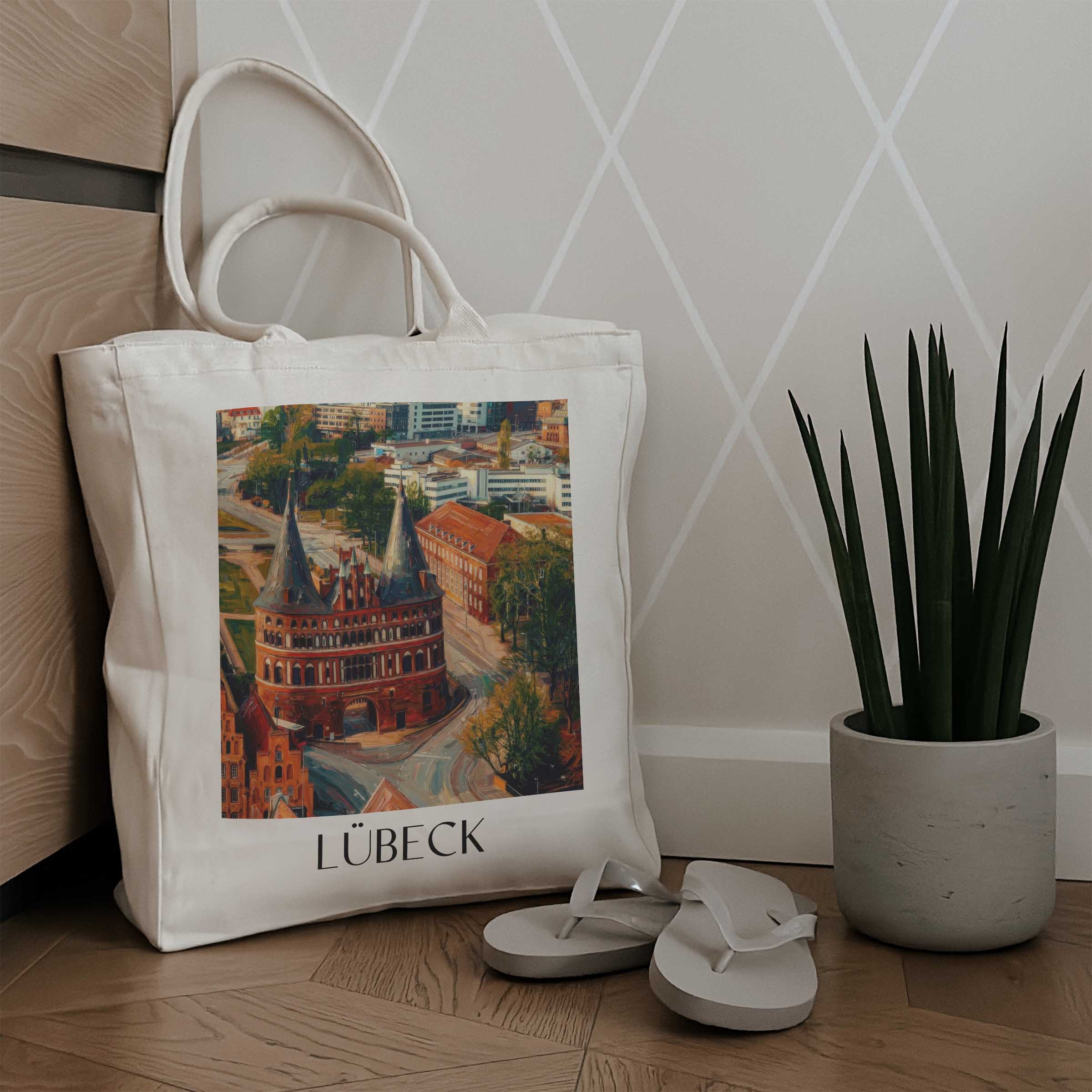 lübeck-deutschland-einkaufstasche-oil-painting-oelgemaelde