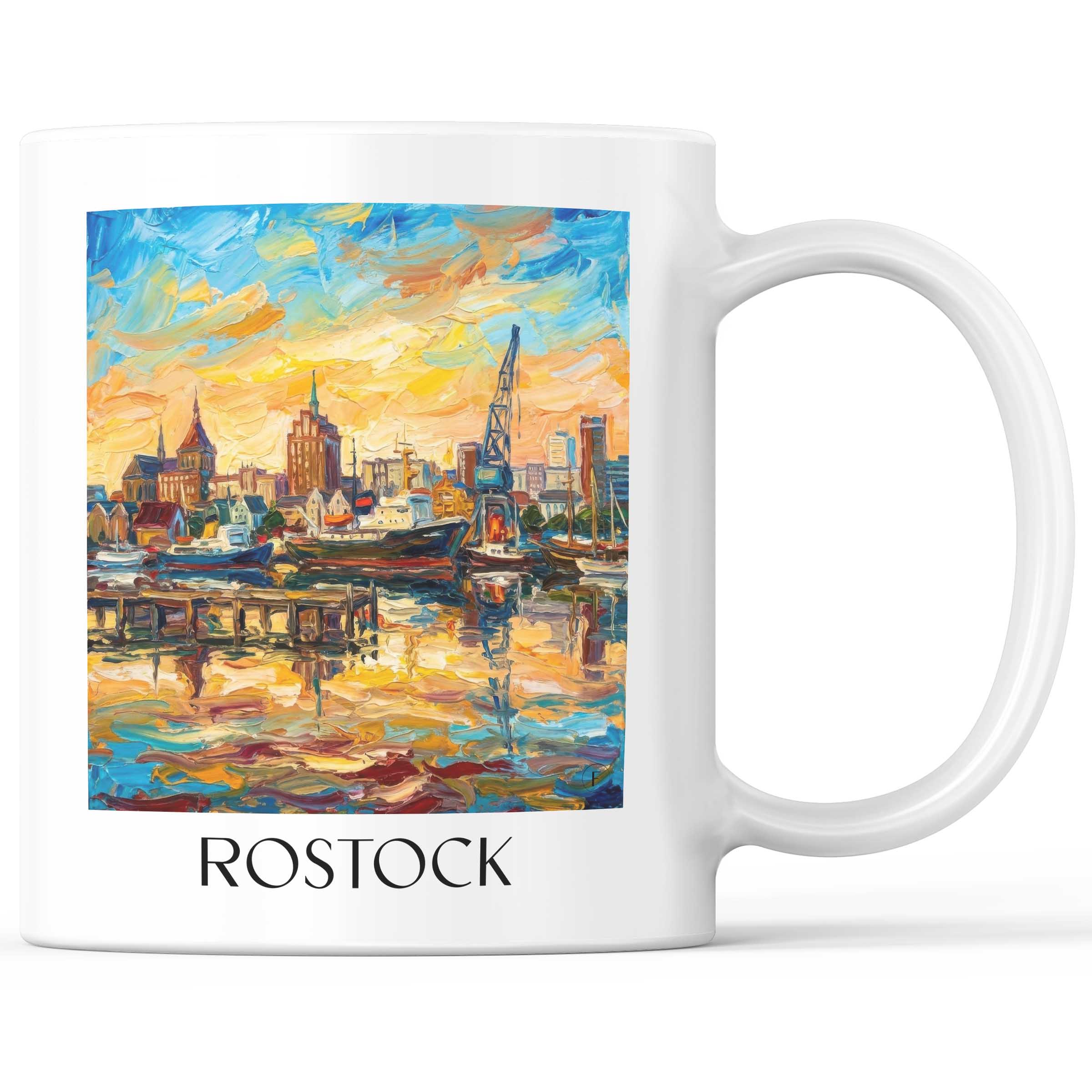 Rostock - Deutschland Becher - Kaffeetasse im Ölgemälde Stil