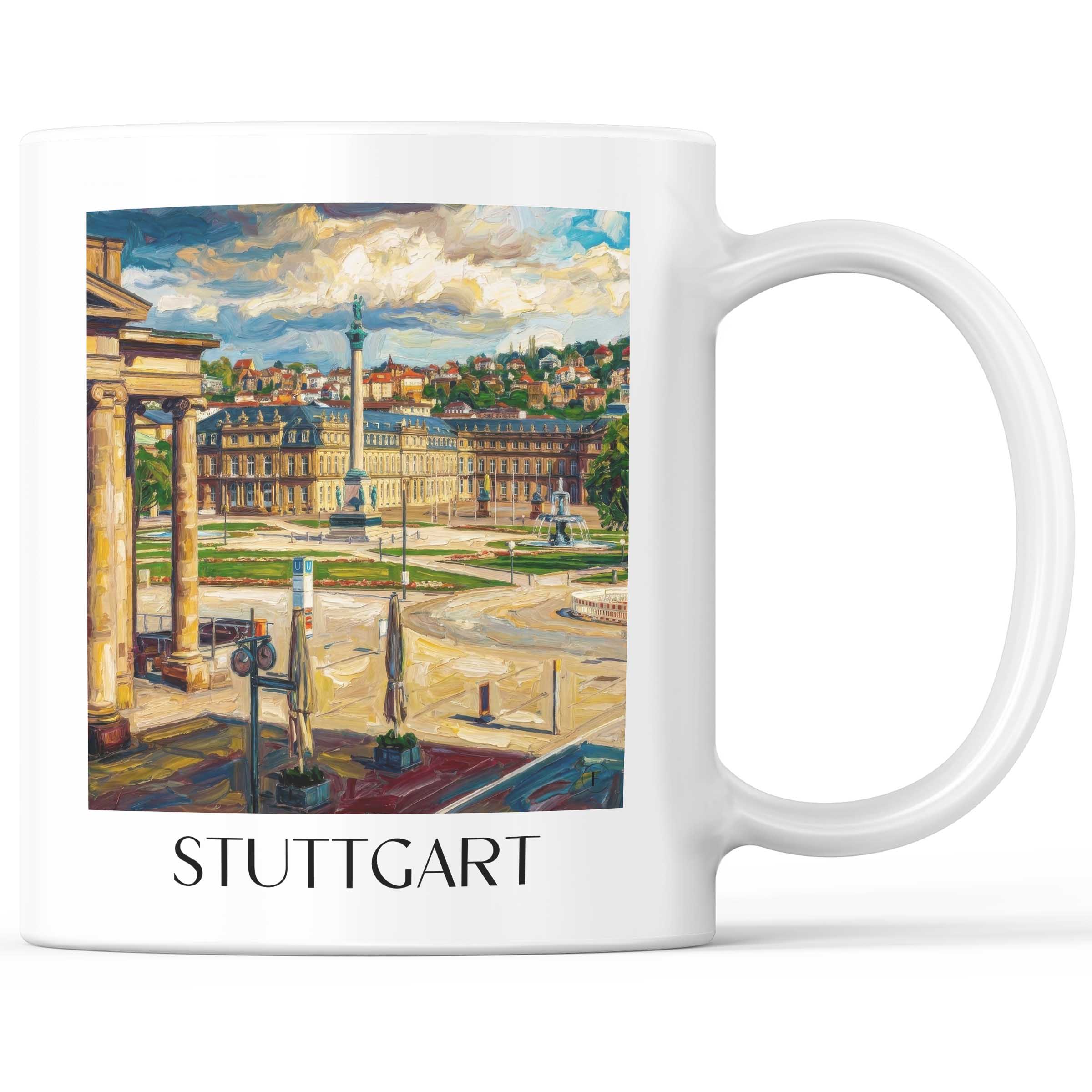 Stuttgart - Deutschland Becher - Kaffeetasse im Ölgemälde Stil