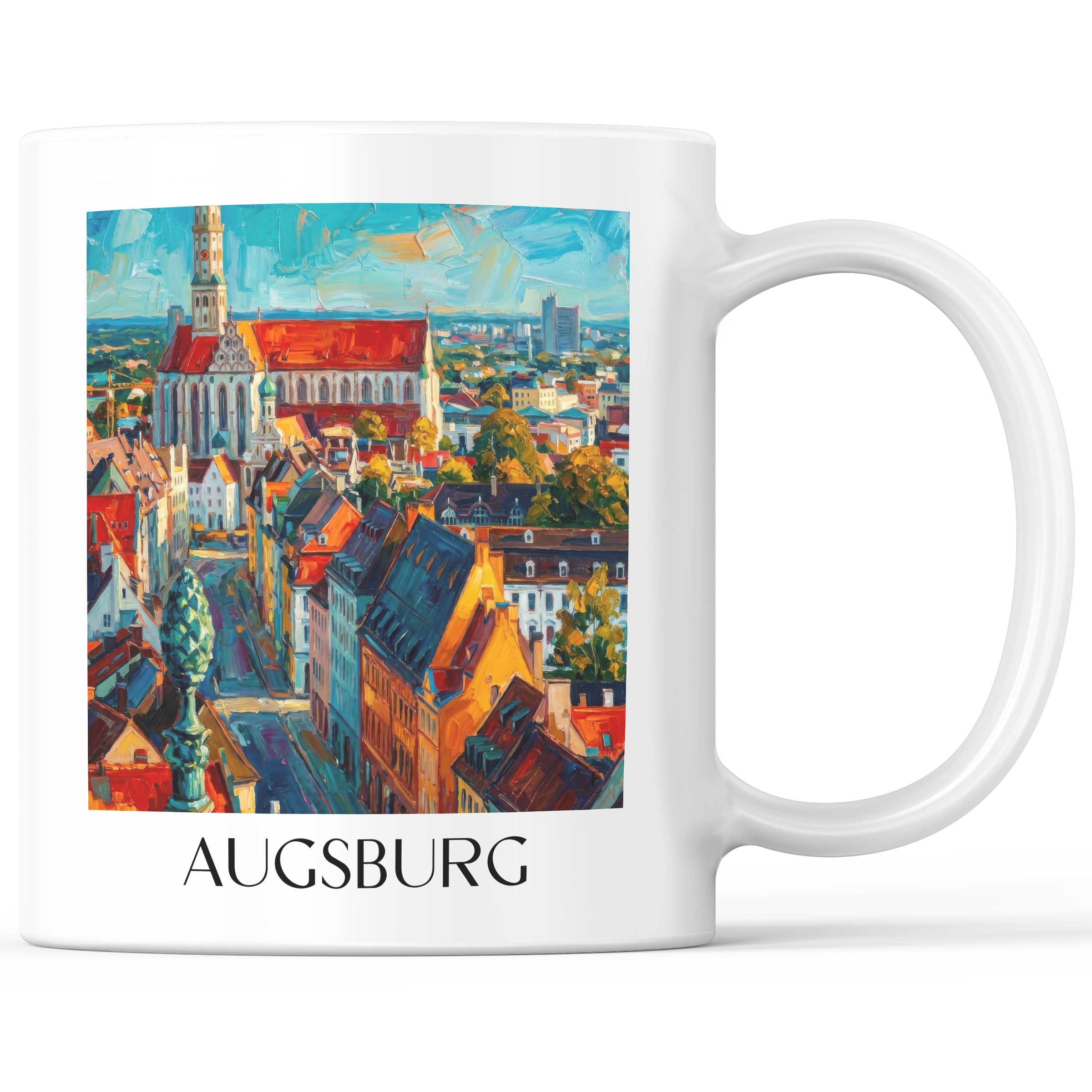 Augsburg - Deutschland Becher - Kaffeetasse im Ölgemälde Stil