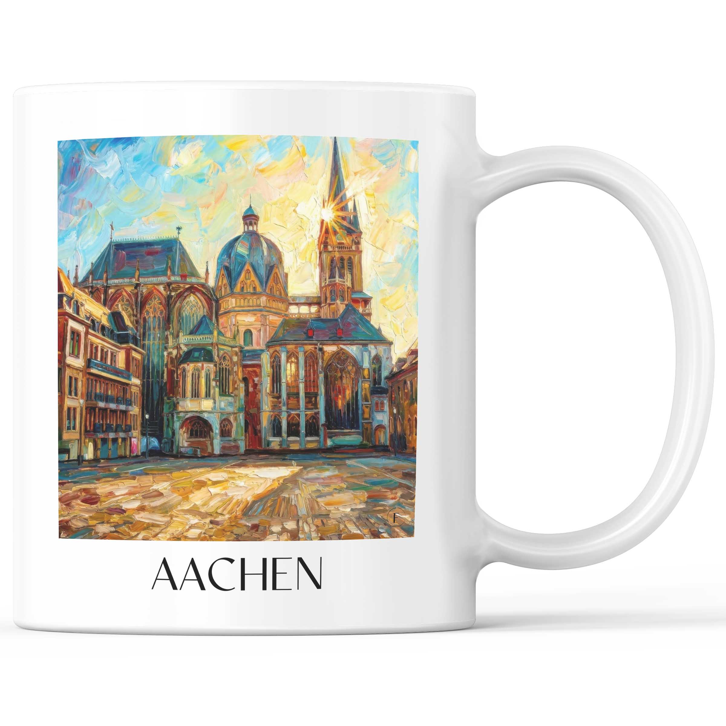 Aachen - Deutschland Becher - Kaffeetasse im Ölgemälde Stil