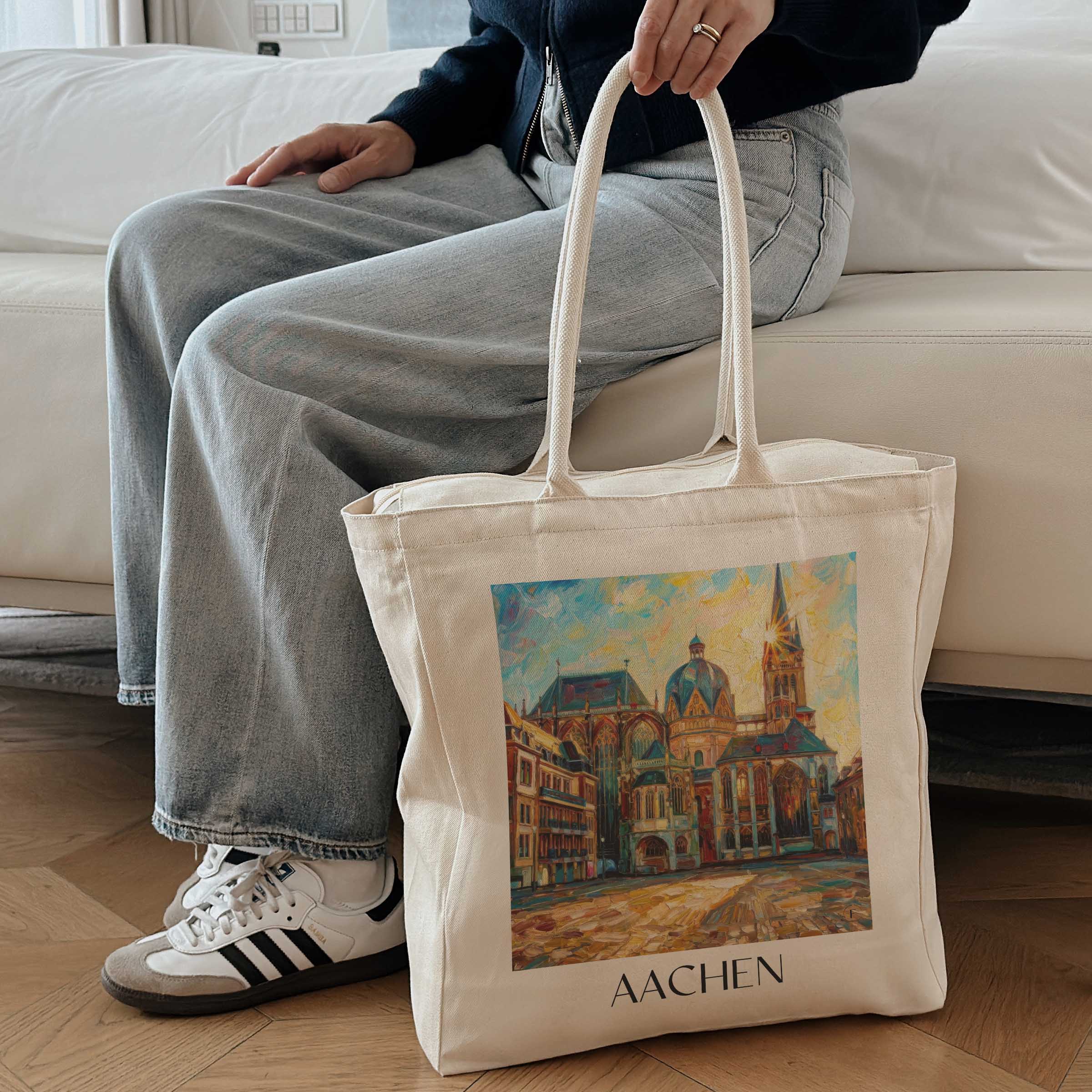 aachen-deutschland-einkaufstasche-oil-painting-oelgemaelde