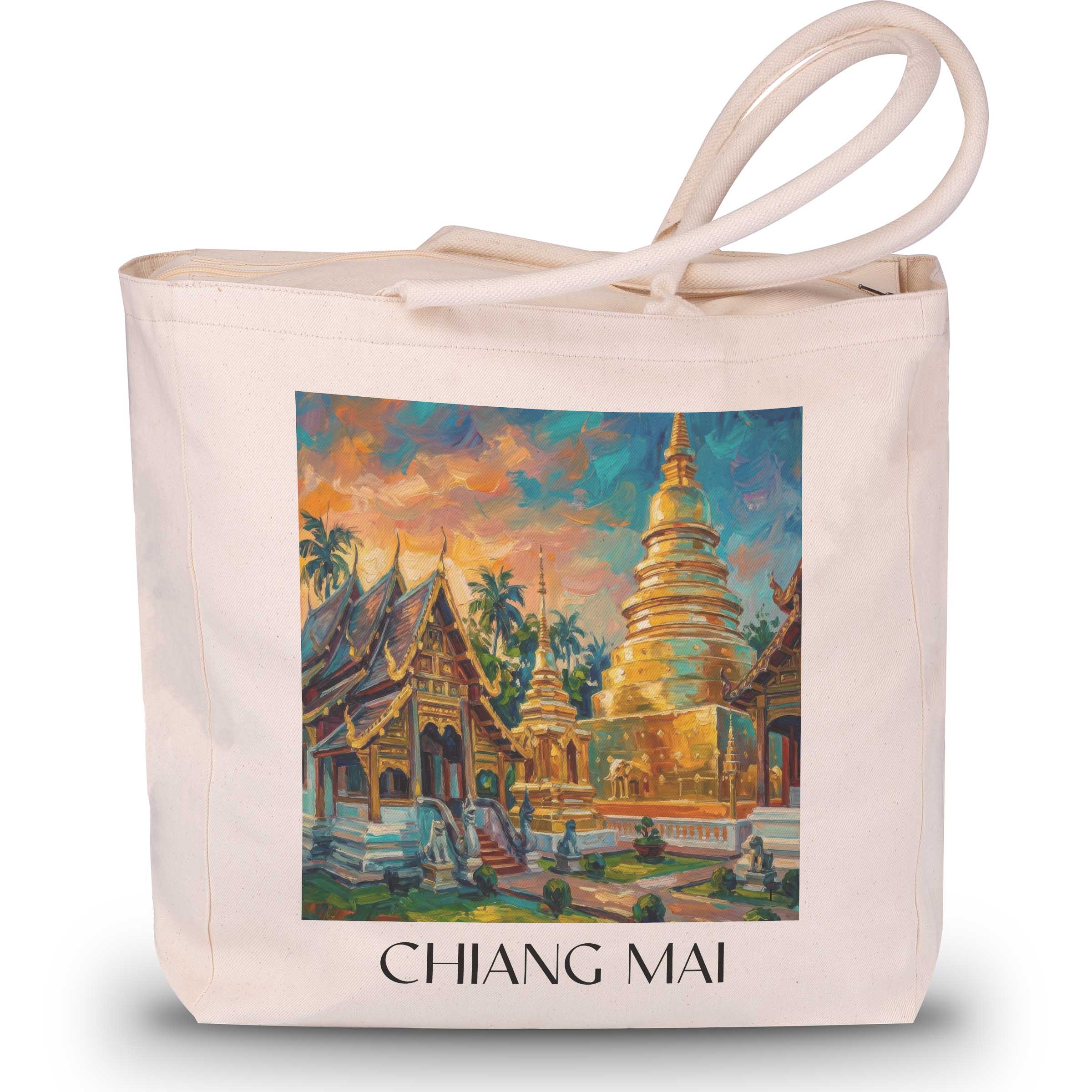 Chiang Mai - Thailand Tote Bag - Einkaufstasche im Ölgemälde Stil