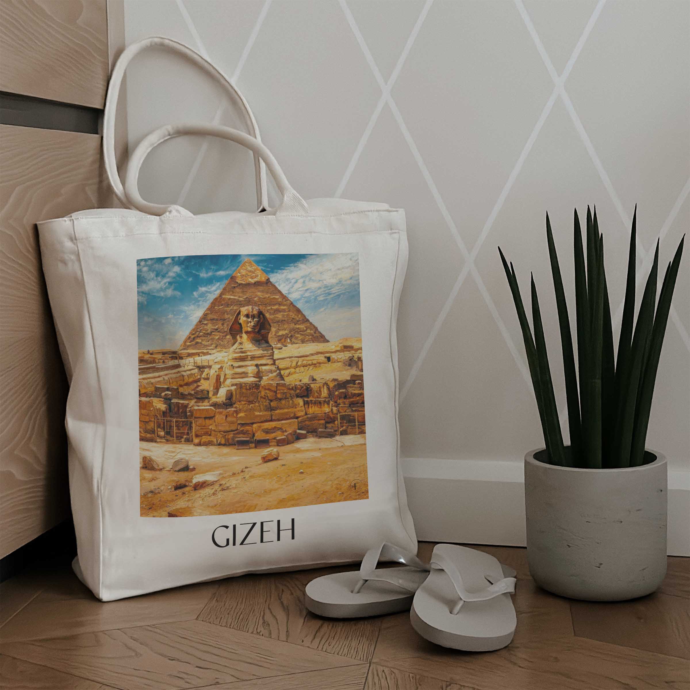 gizeh-ägypten-einkaufstasche-oil-painting-oelgemaelde