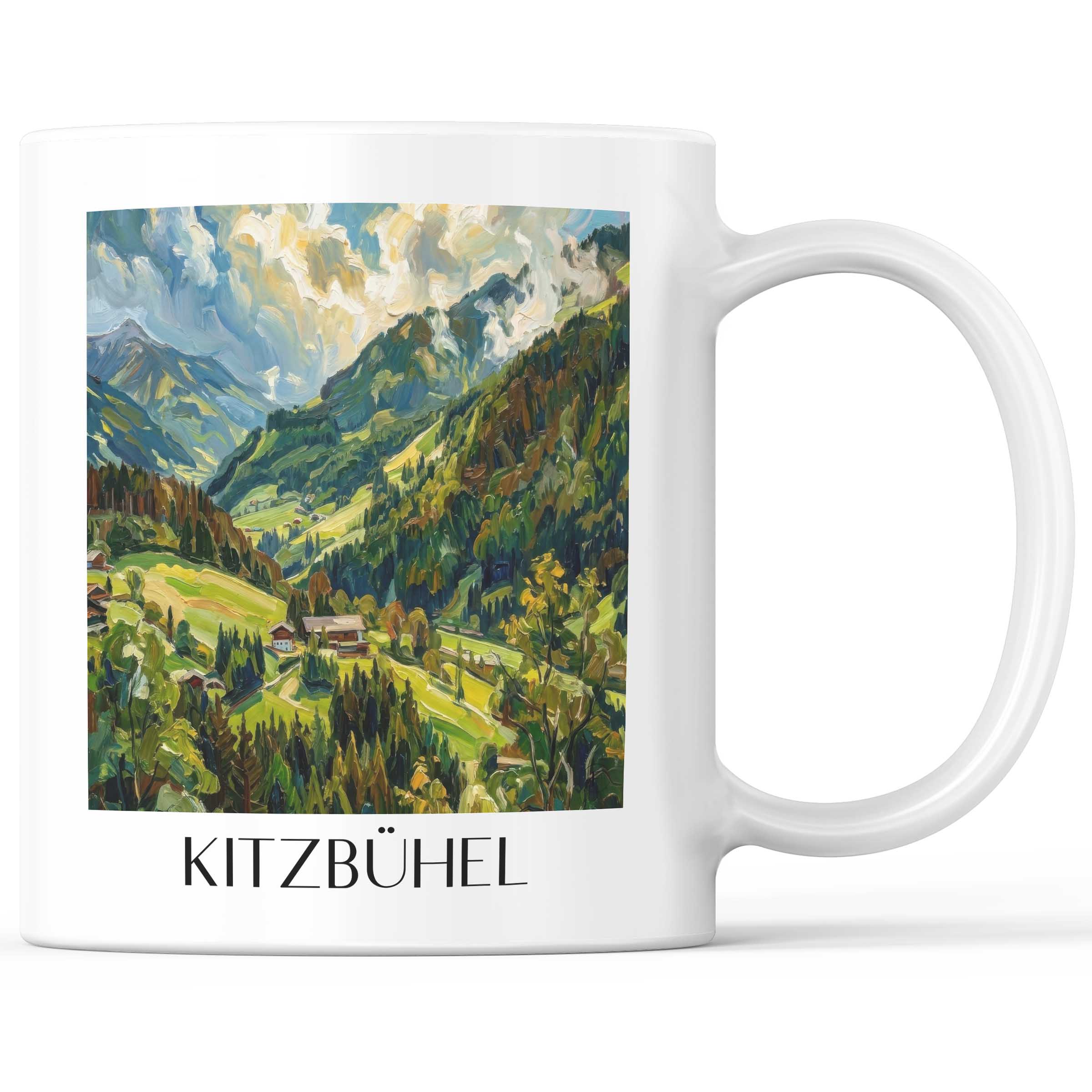 Kitzbühel - Österreich Becher - Kaffeetasse im Ölgemälde Stil