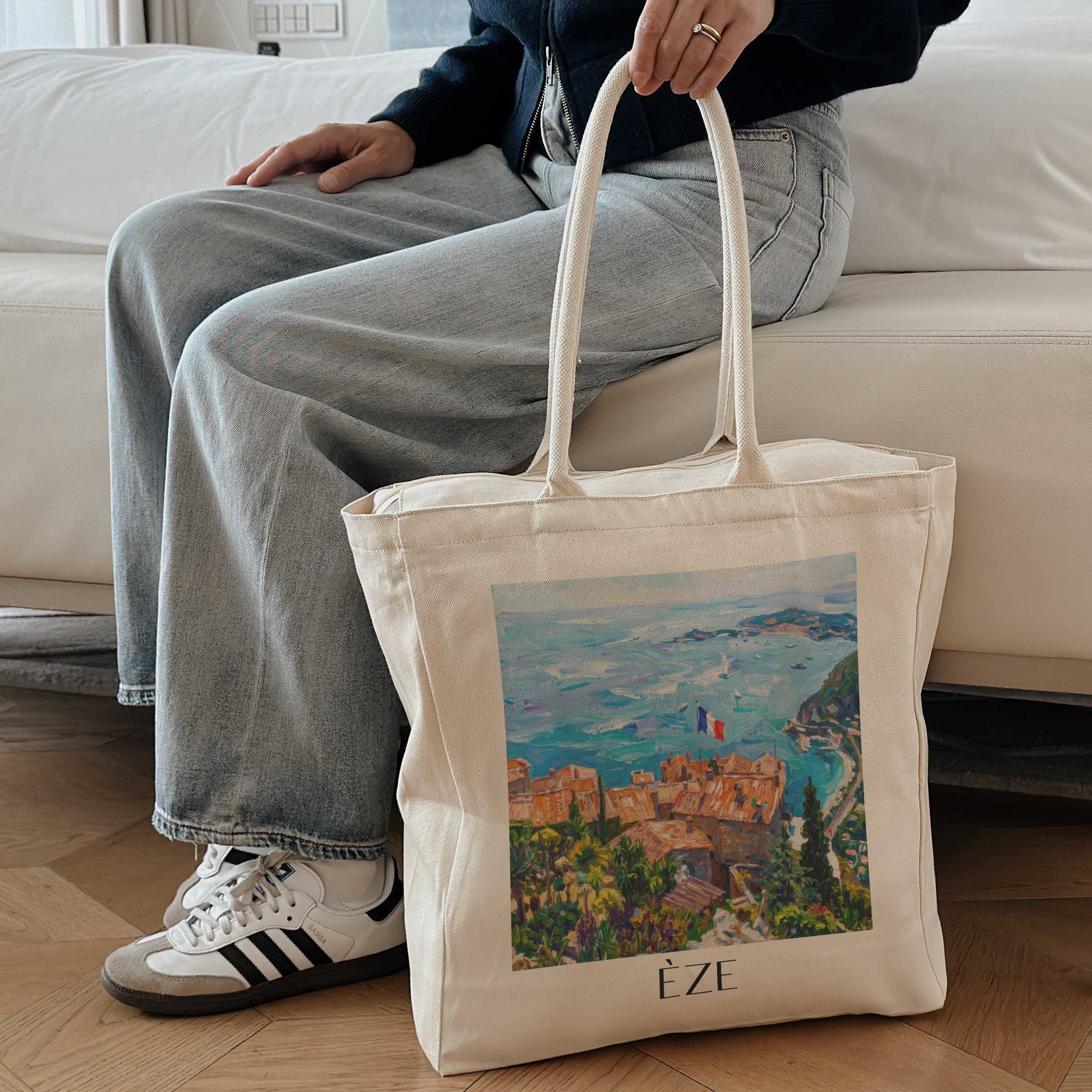 èze-frankreich-einkaufstasche-oil-painting-oelgemaelde