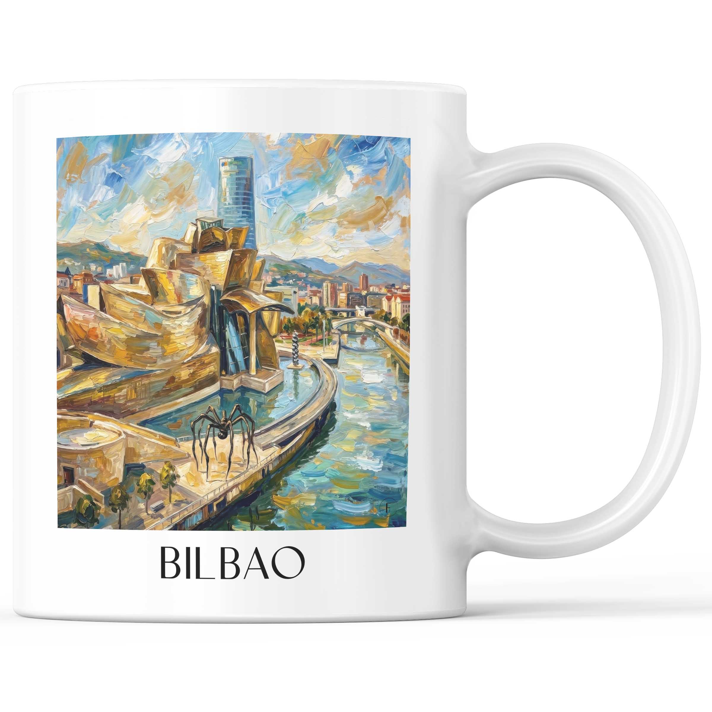 Bilbao - Spanien Becher - Kaffeetasse im Ölgemälde Stil