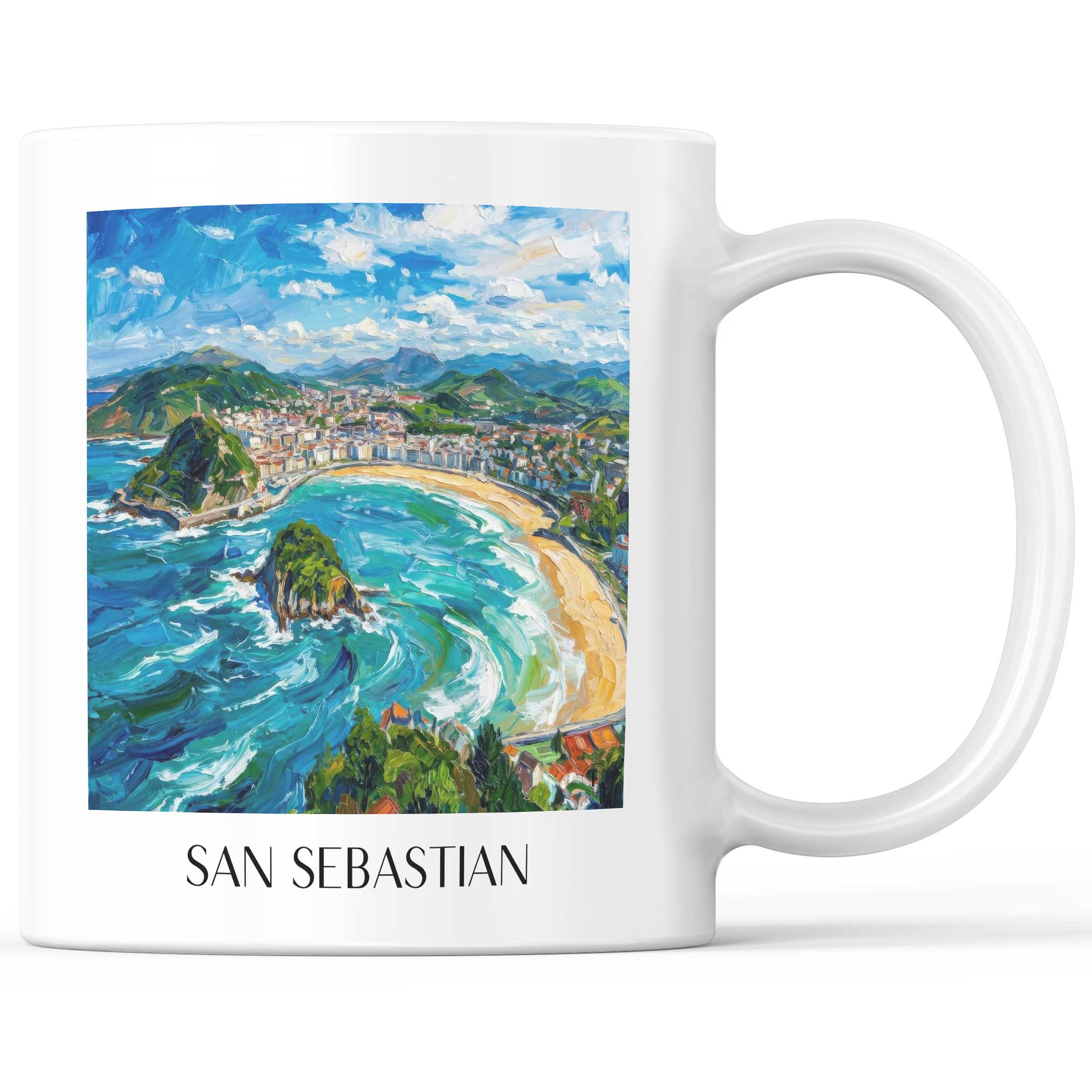 San Sebastian - Spanien Becher - Kaffeetasse im Ölgemälde Stil