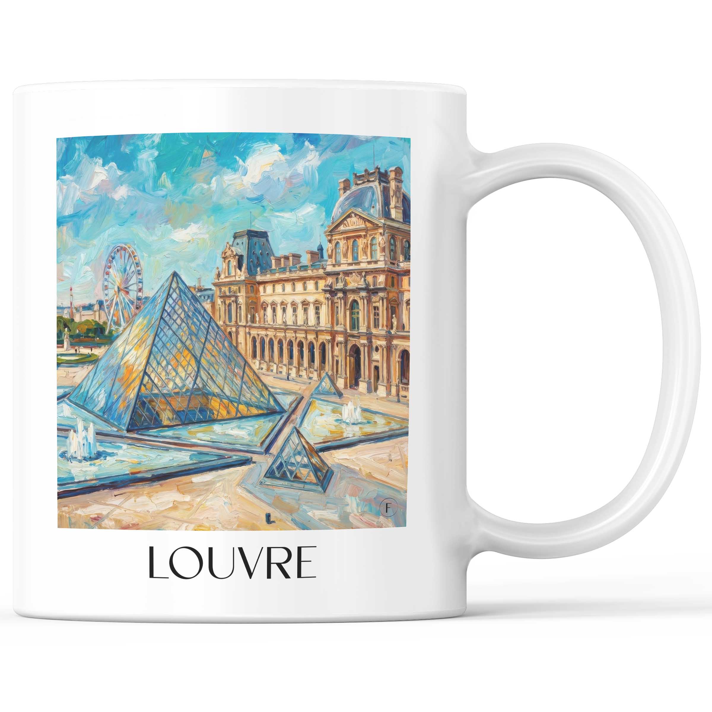 Louvre Kaffeebecher - Paris - Frankreich Becher - Kaffeetasse im Ölgemälde Stil