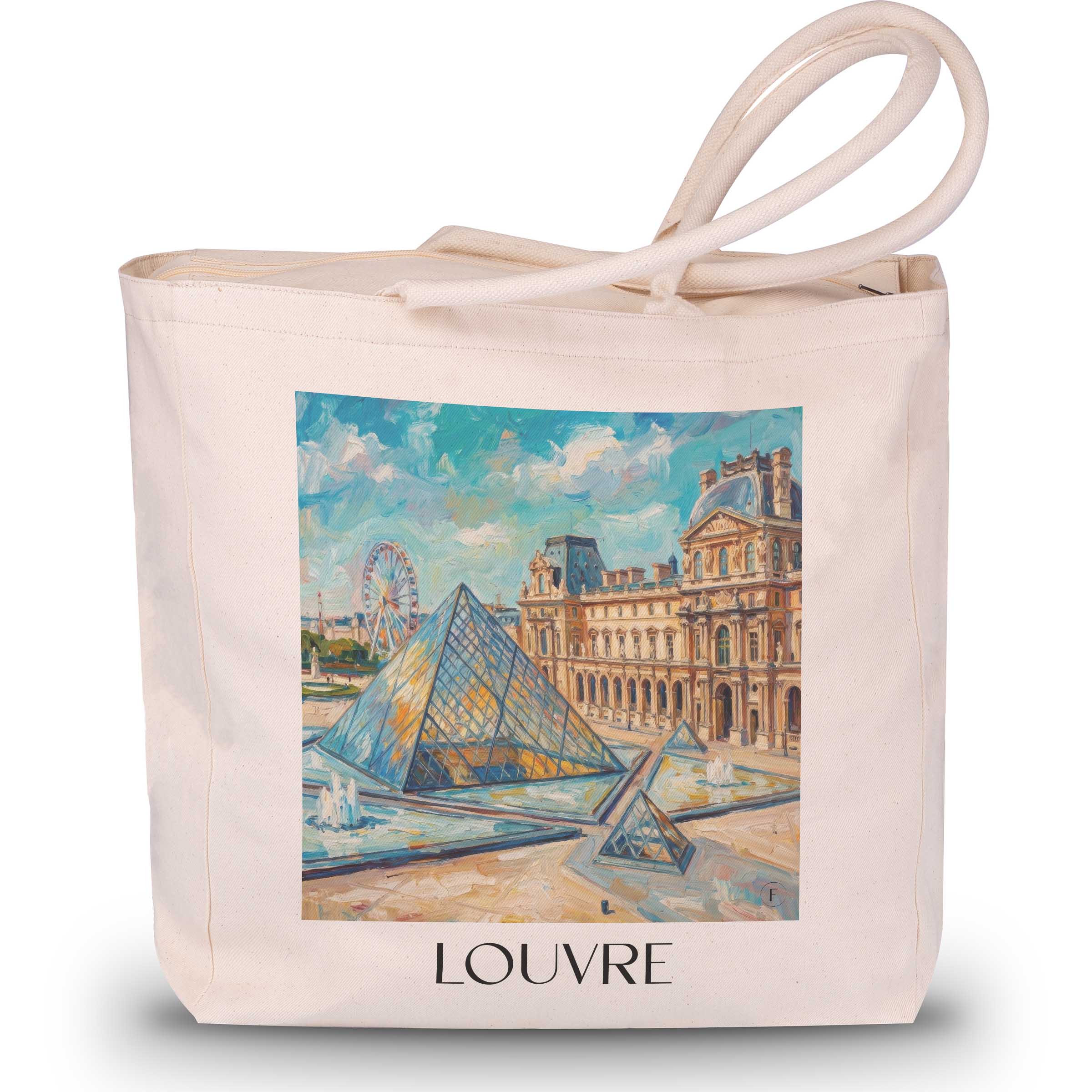Louvre Shopping Tasche - Paris - Frankreich Tote Bag - Einkaufstasche im Ölgemälde Stil