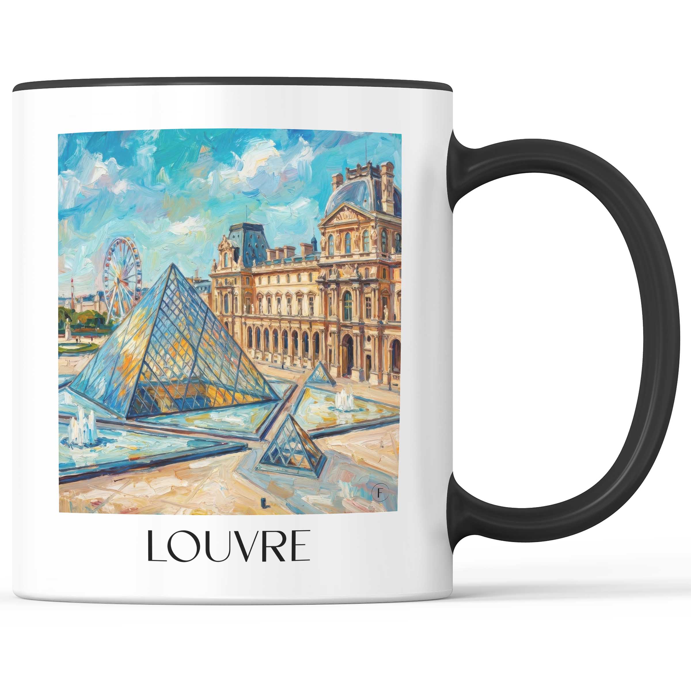 Louvre Kaffeebecher - Paris - Frankreich Becher - Kaffeetasse im Ölgemälde Stil