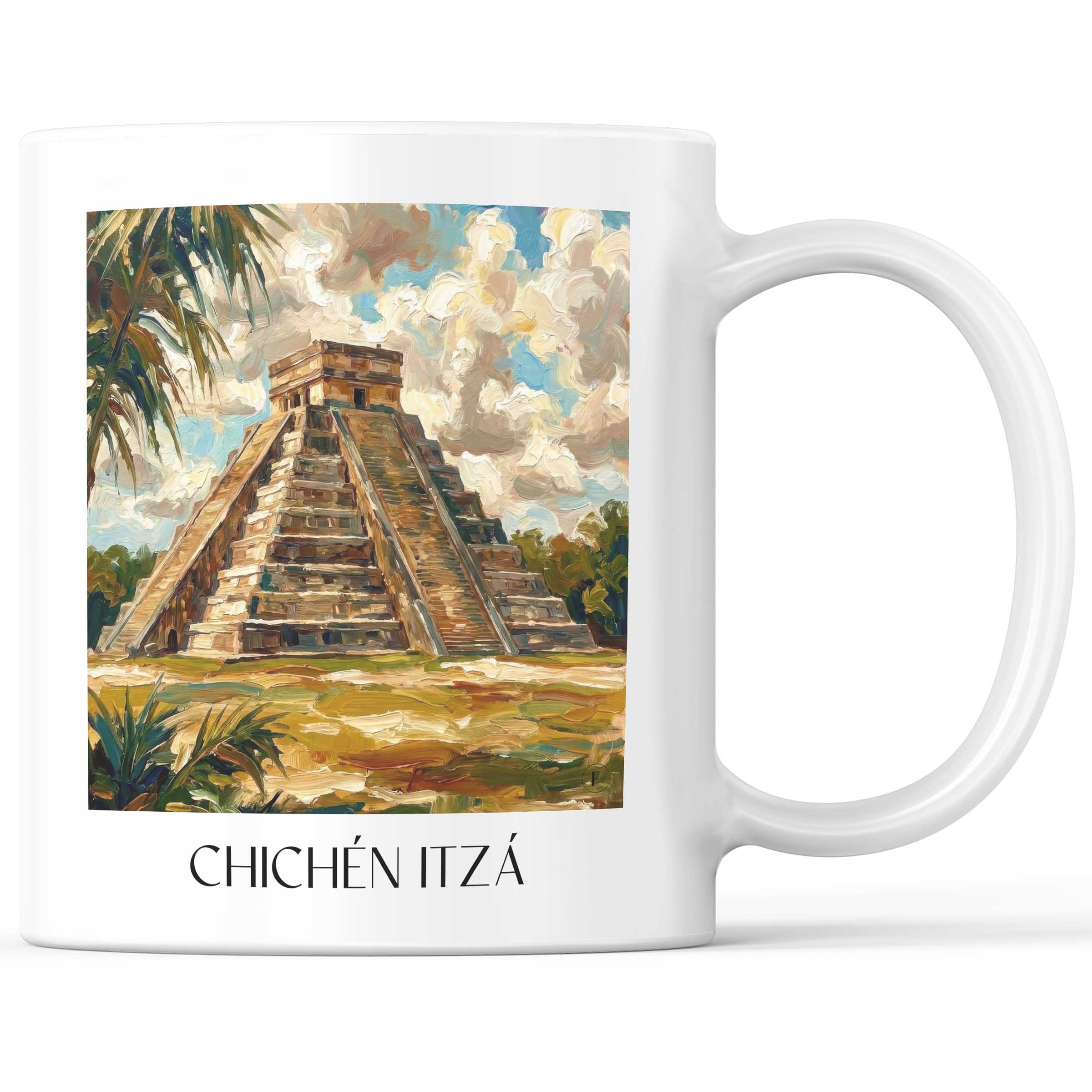 Chichén Itzá - Mexiko Becher - Kaffeetasse im Ölgemälde Stil