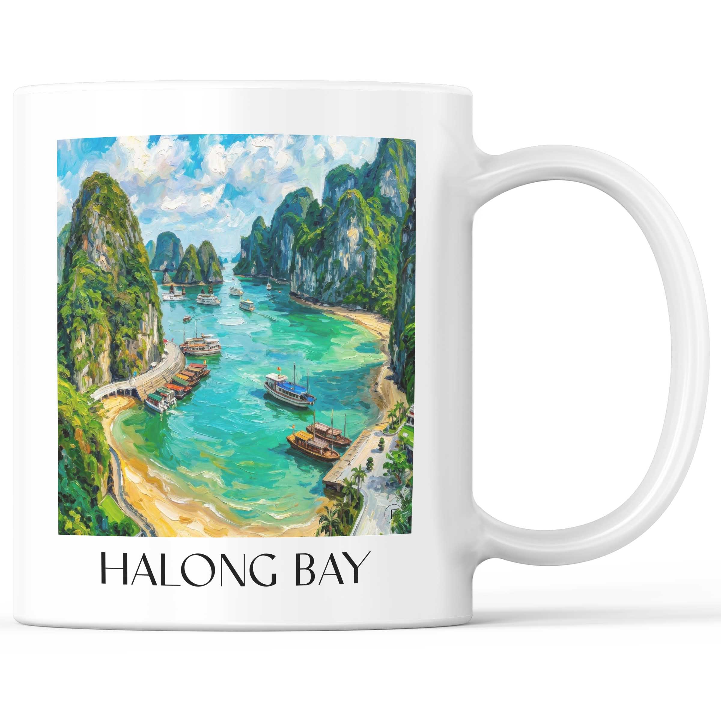Halong Bay - Vietnam Becher - Kaffeetasse im Ölgemälde Stil