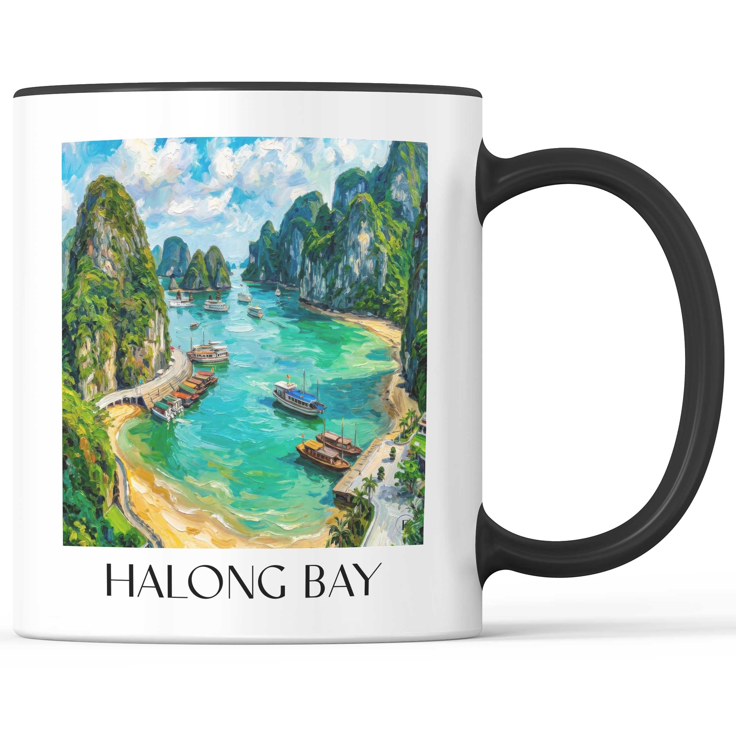 Halong Bay - Vietnam Becher - Kaffeetasse im Ölgemälde Stil