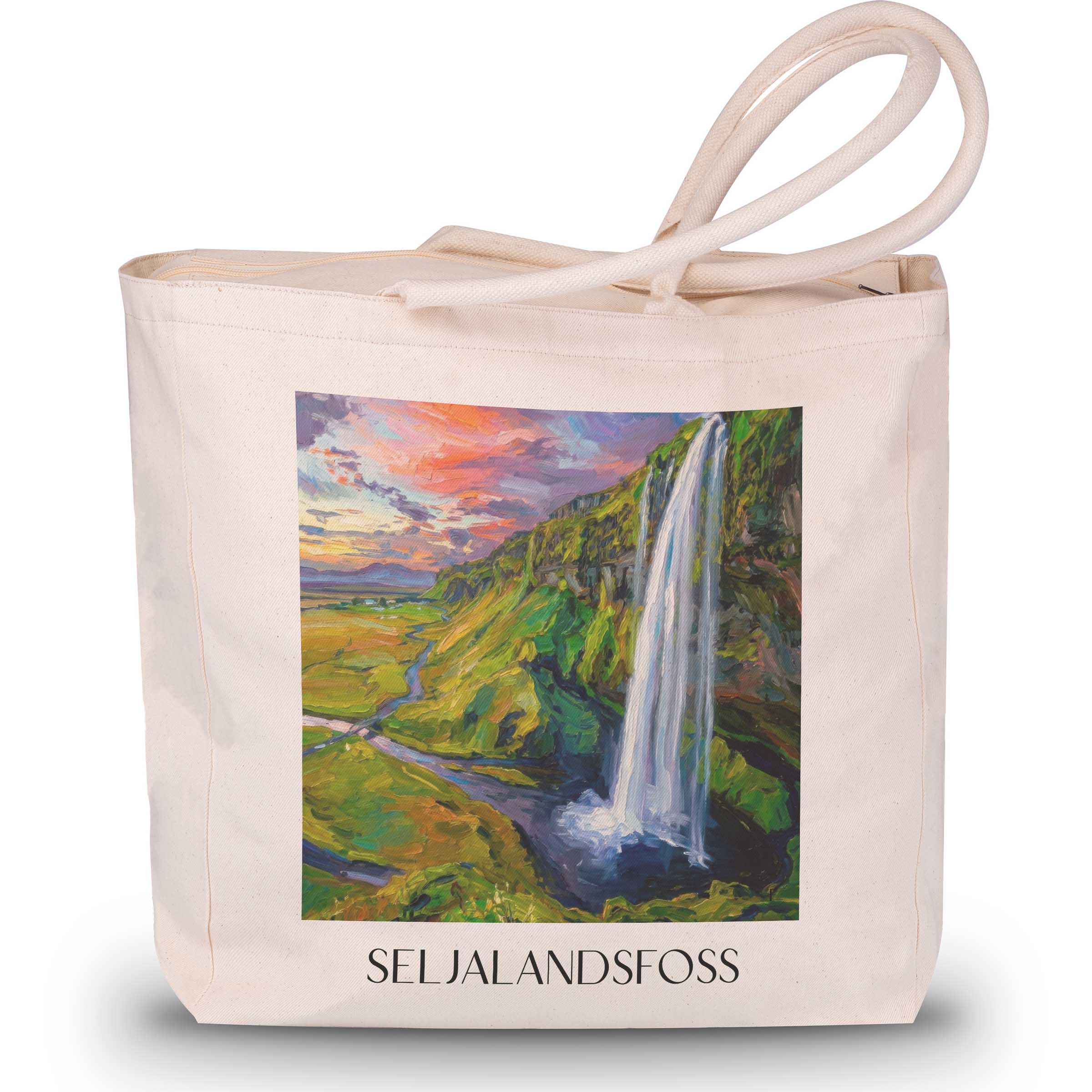 Seljalandsfoss - Island Tote Bag - Einkaufstasche im Ölgemälde Stil