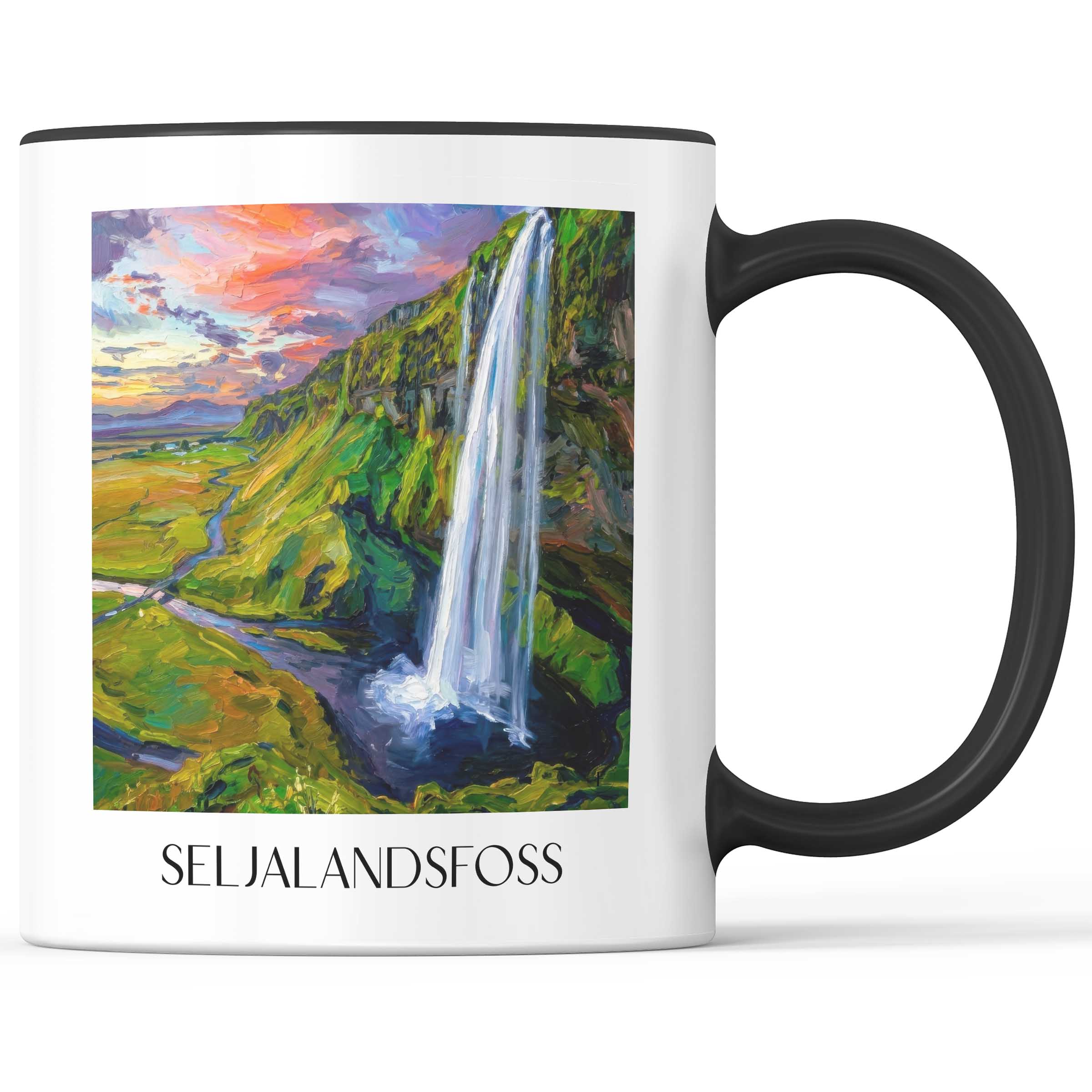 Seljalandsfoss - Island Becher - Kaffeetasse im Ölgemälde Stil