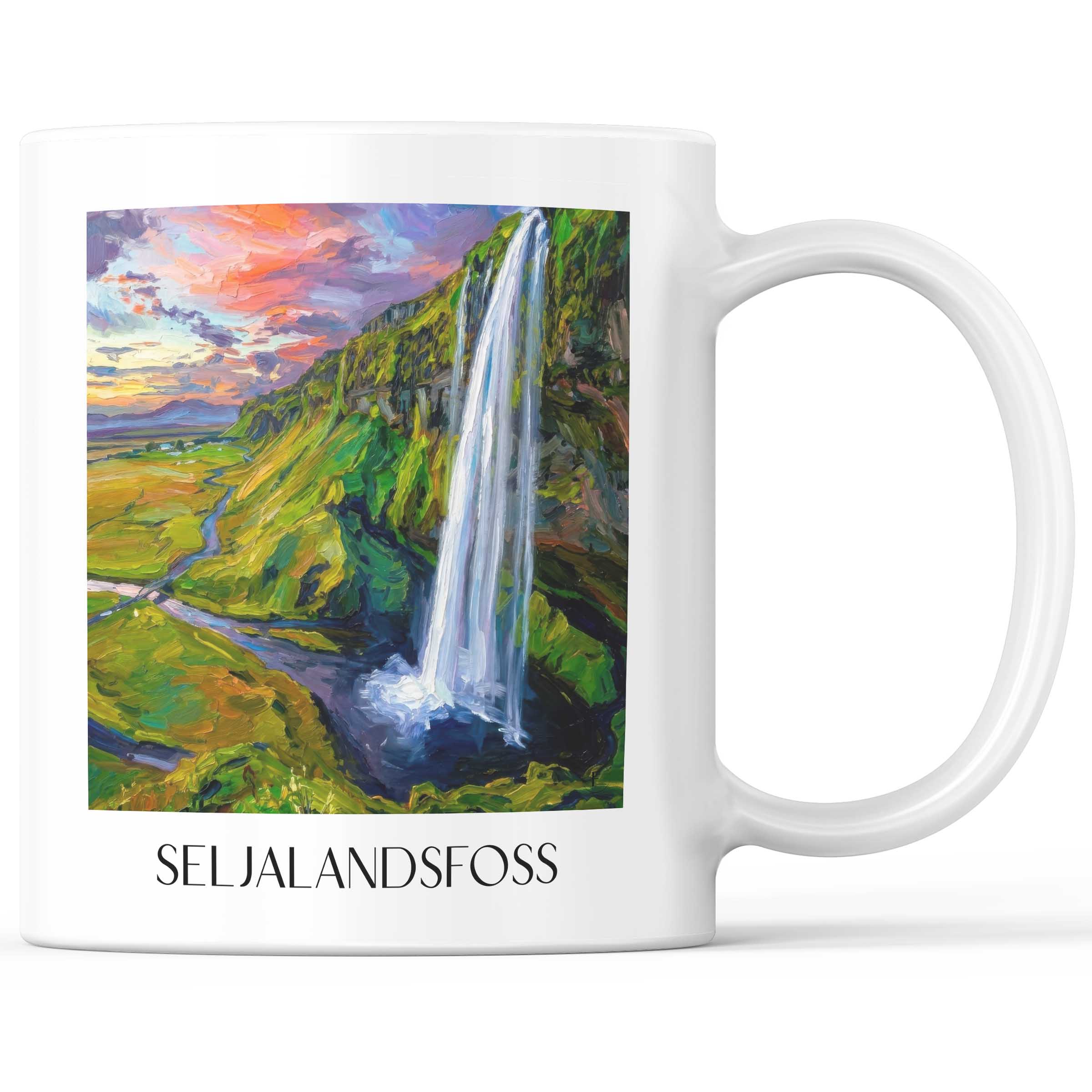 Seljalandsfoss - Island Becher - Kaffeetasse im Ölgemälde Stil