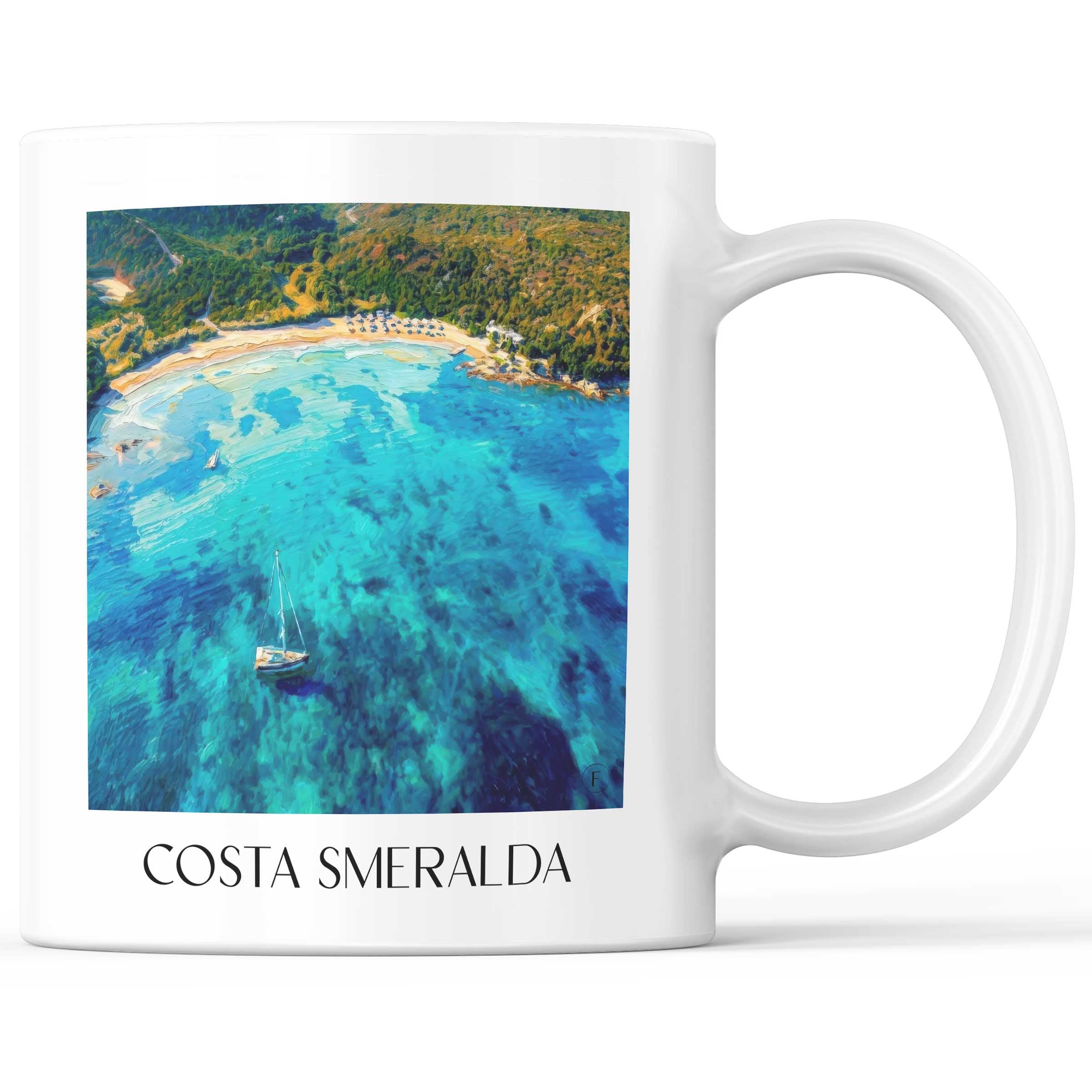 Costa Smeralda - Italien Becher - Kaffeetasse im Ölgemälde Stil
