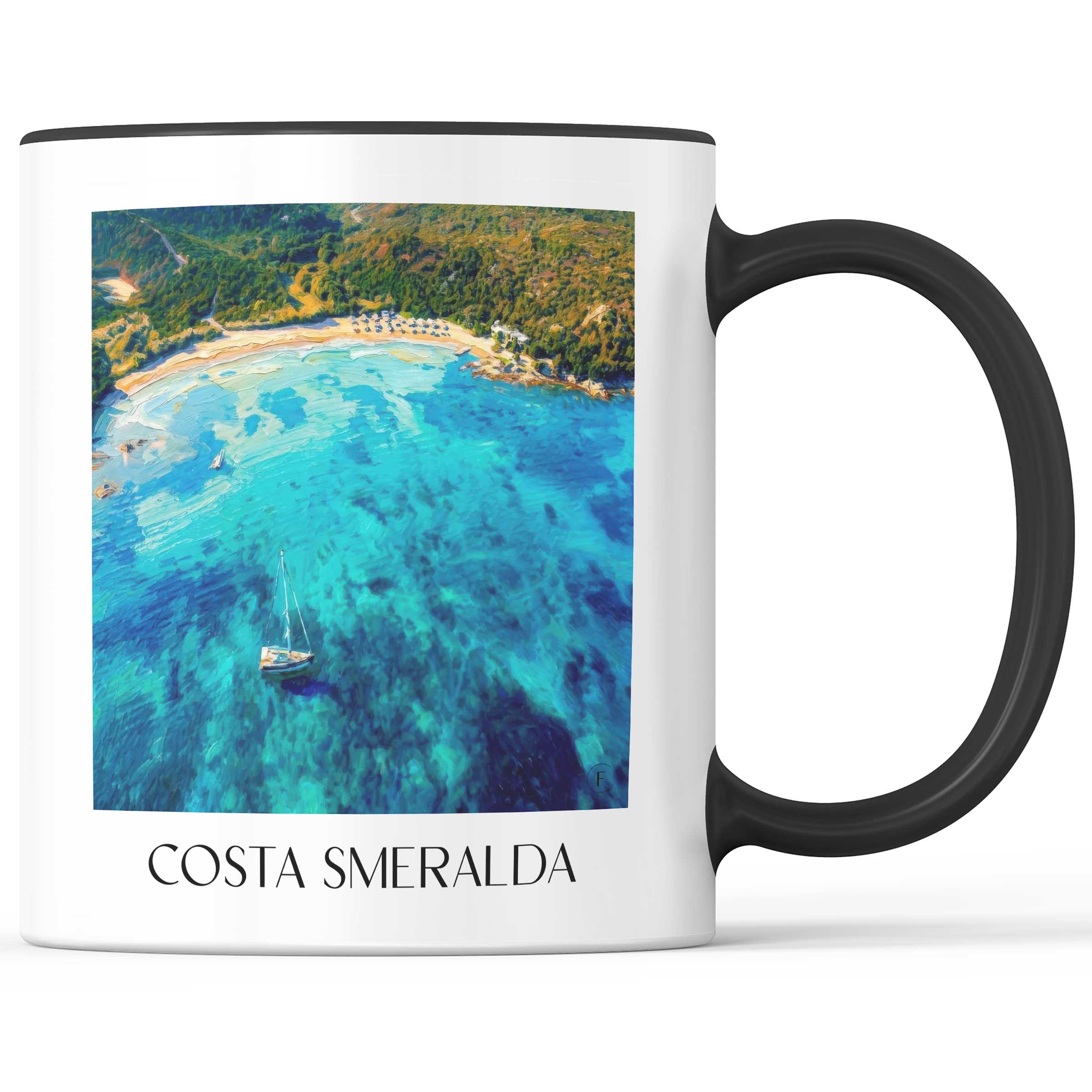 Costa Smeralda - Italien Becher - Kaffeetasse im Ölgemälde Stil