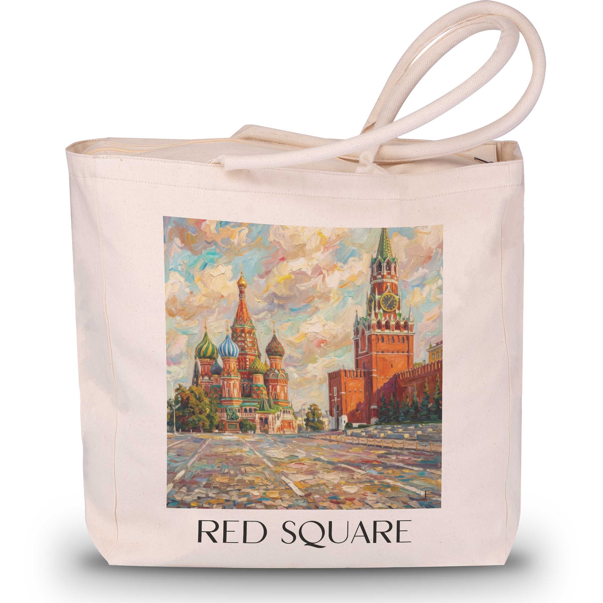 Roter Platz, Kremel - Russland Tote Bag - Einkaufstasche im Ölgemälde Stil