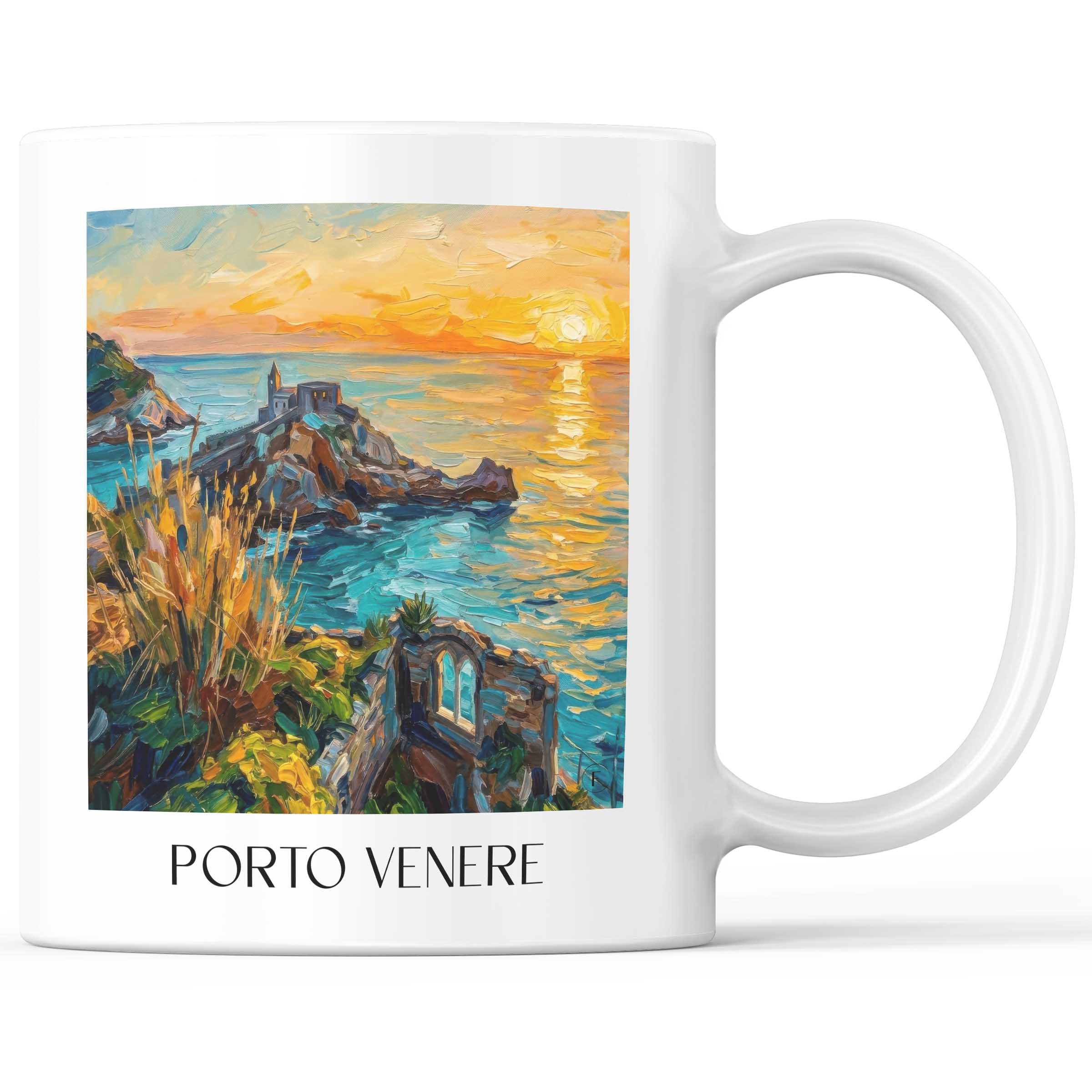 Porto Venere - Italien Becher - Kaffeetasse im Ölgemälde Stil