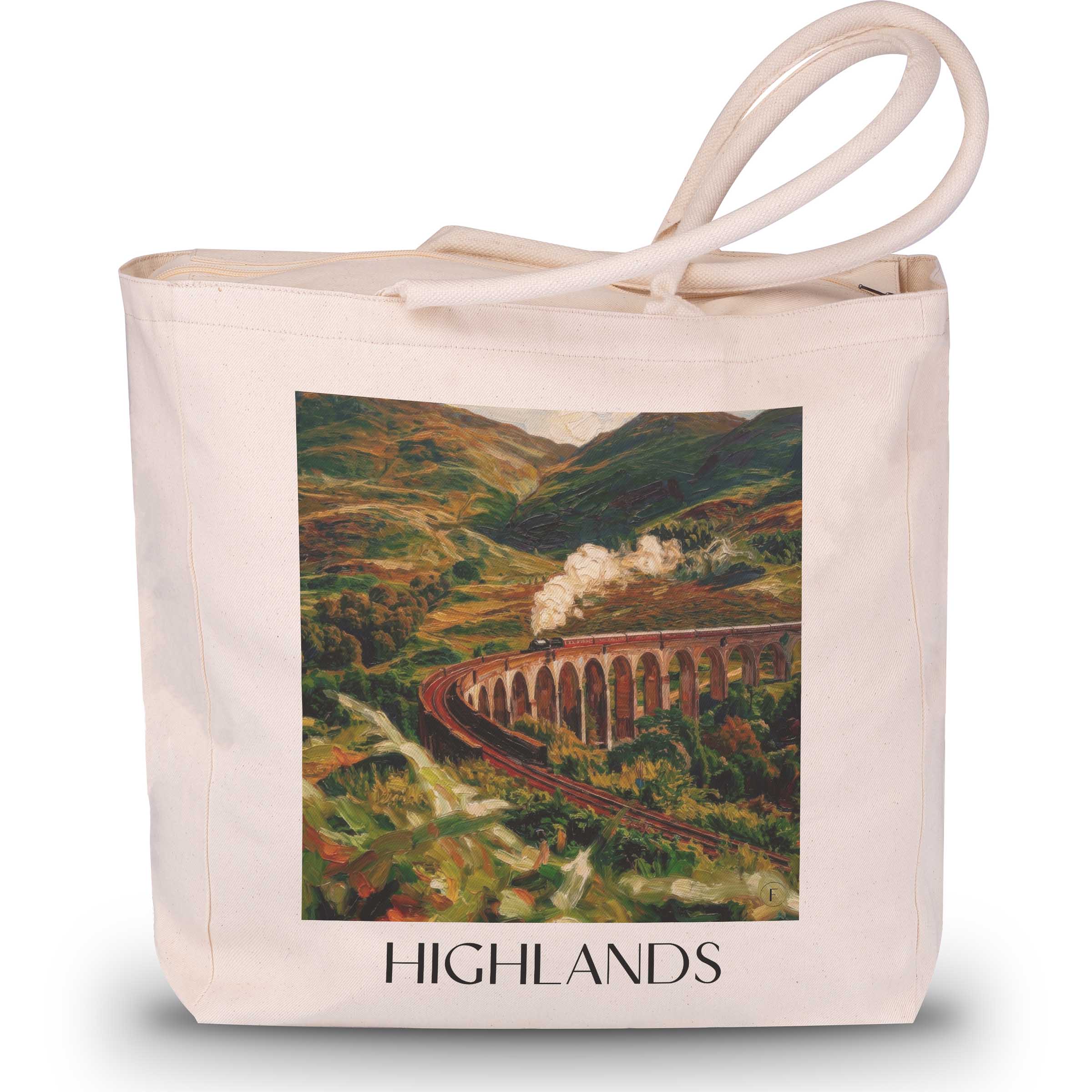 highlands-schottland-schottland-einkaufstasche-oil-painting-oelgemaelde