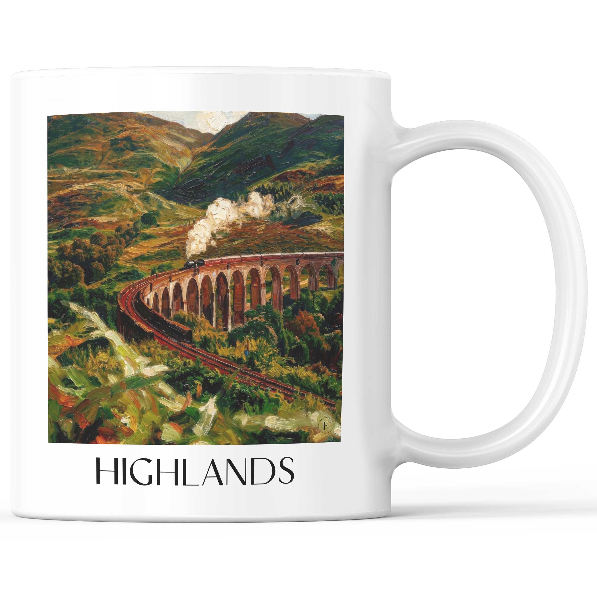 Highlands Kaffeebecher - Schottland - Schottland Becher - Kaffeetasse im Ölgemälde Stil