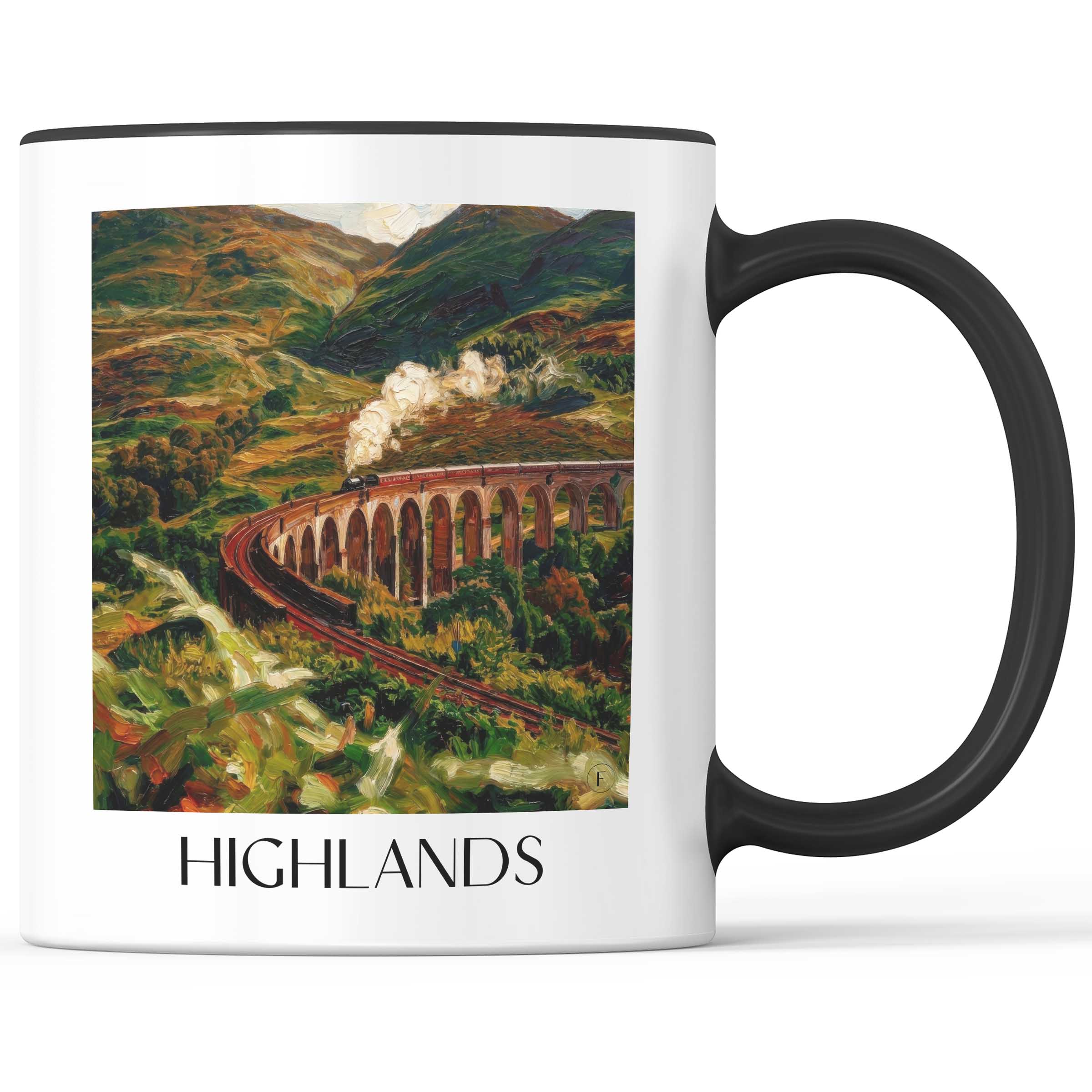 Highlands Kaffeebecher - Schottland - Schottland Becher - Kaffeetasse im Ölgemälde Stil