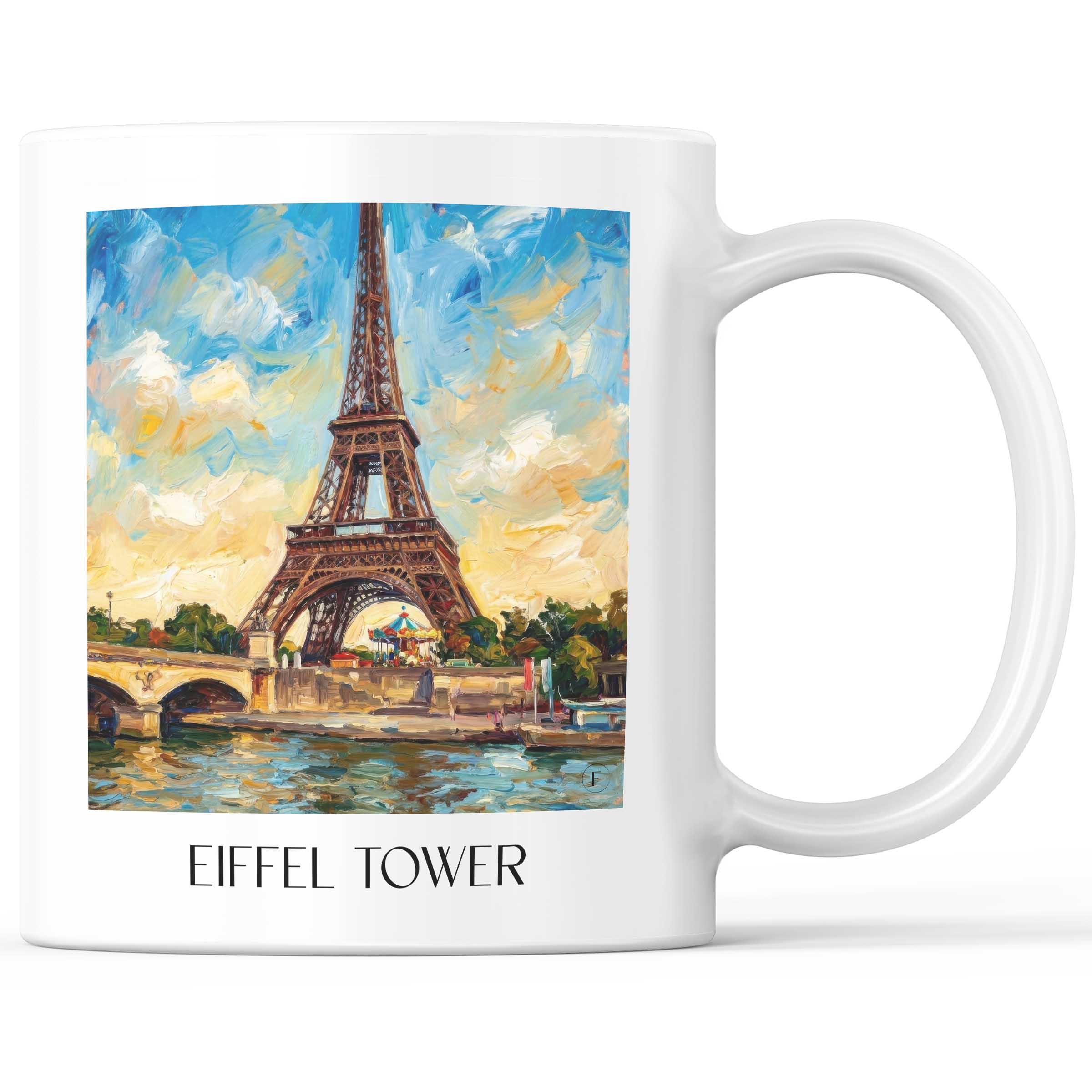 Eiffelturm Kaffeebecher - Paris - Frankreich Becher - Kaffeetasse im Ölgemälde Stil
