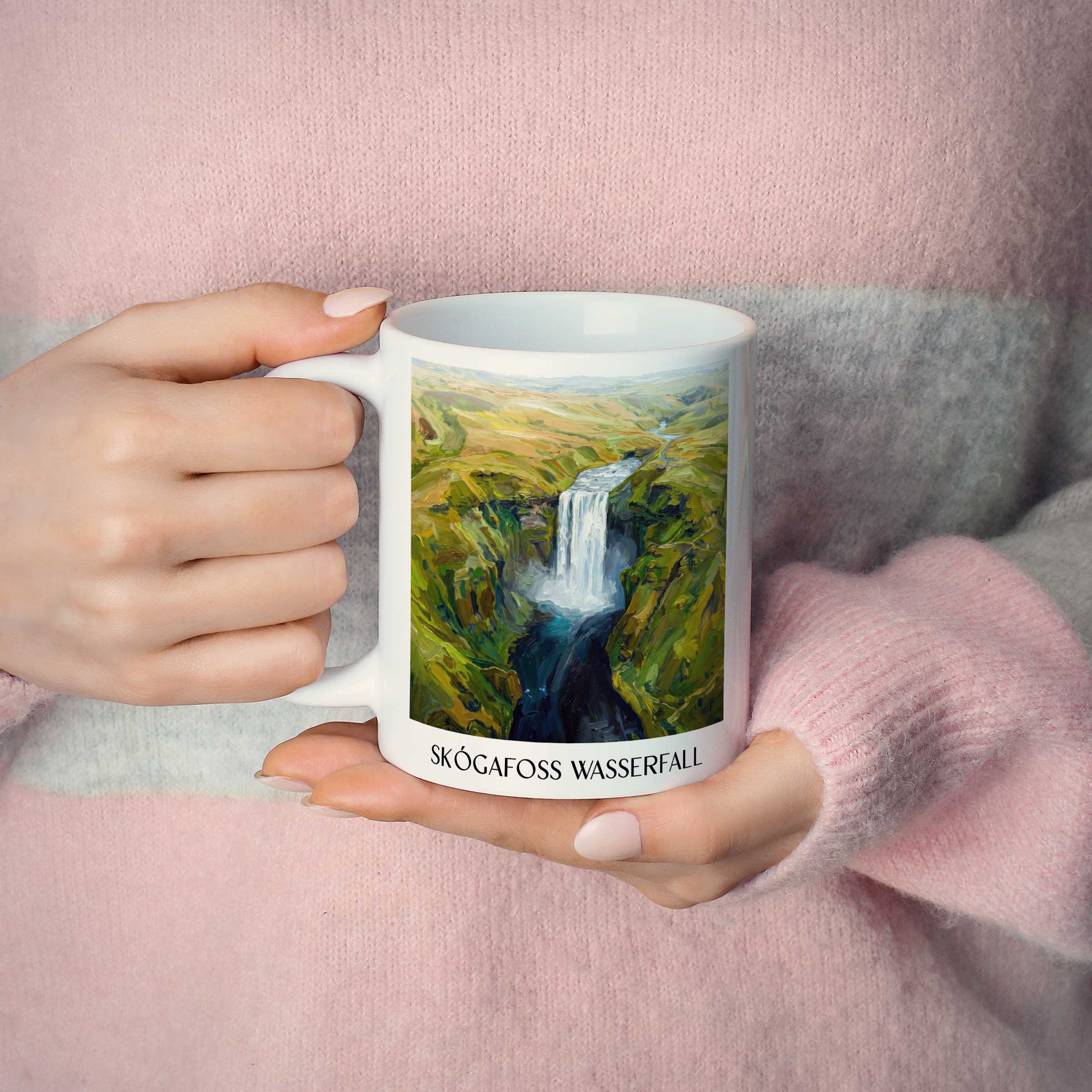 skógafoss-wasserfall-island-island-kaffeebecher-oil-painting-oelgemaelde