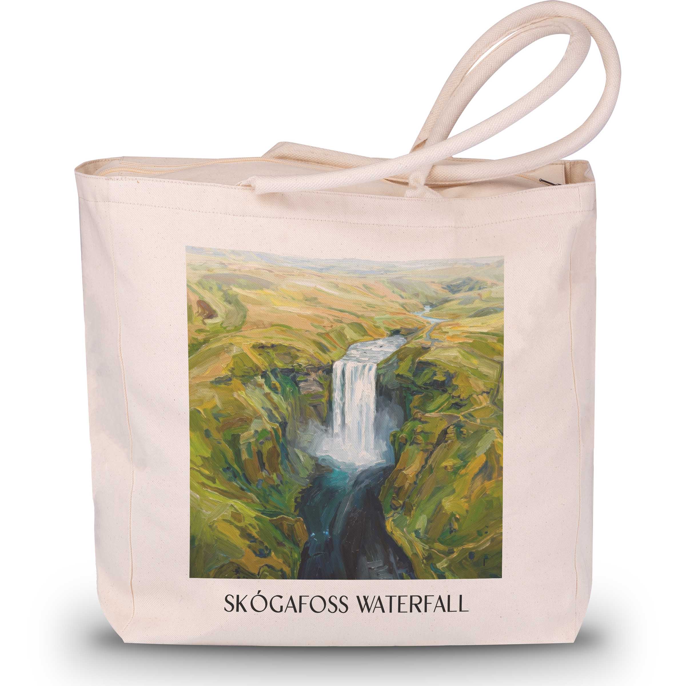Skógafoss Wasserfall Shopping Tasche - Island - Island Tote Bag - Einkaufstasche im Ölgemälde Stil