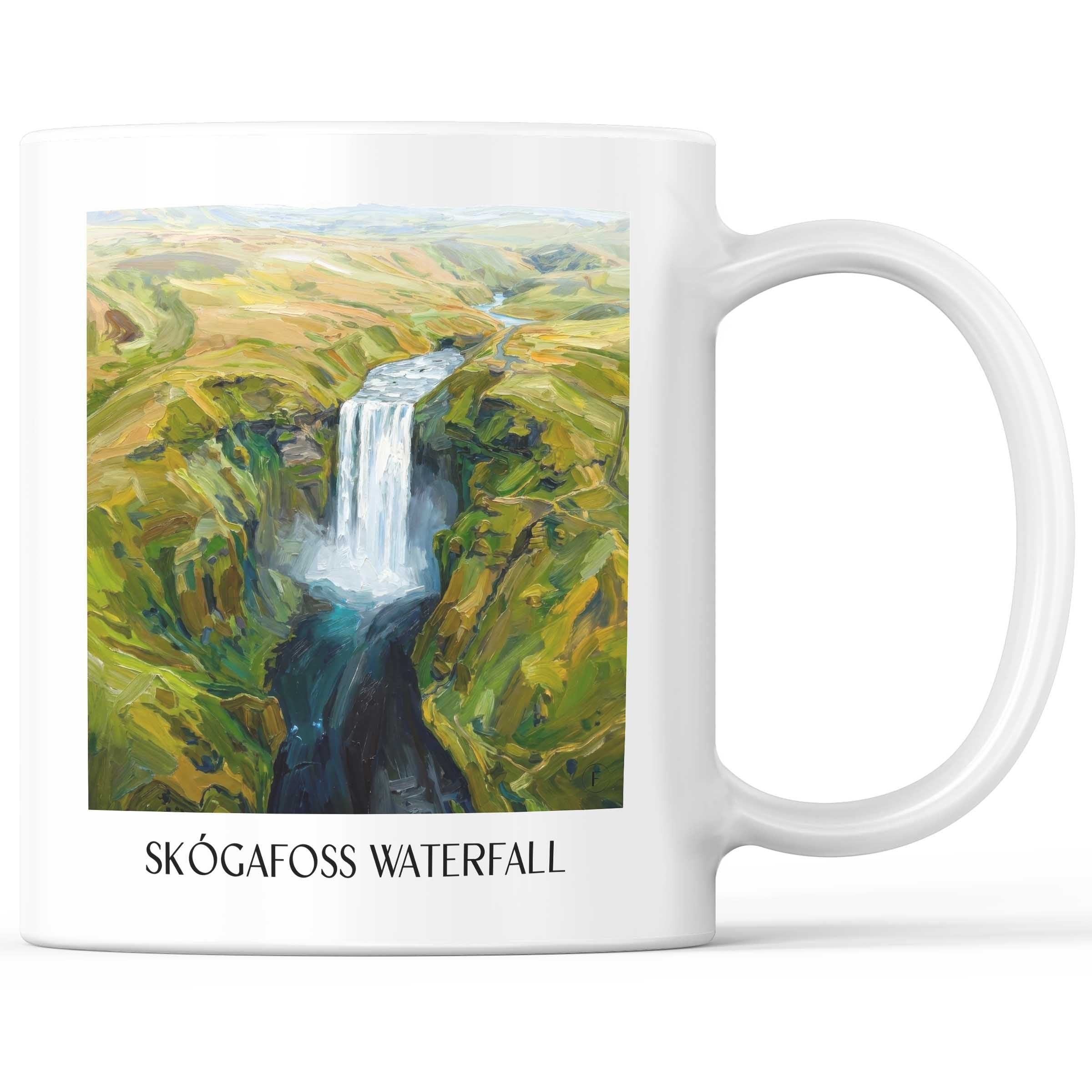 Skógafoss Wasserfall Kaffeebecher - Island - Island Becher - Kaffeetasse im Ölgemälde Stil
