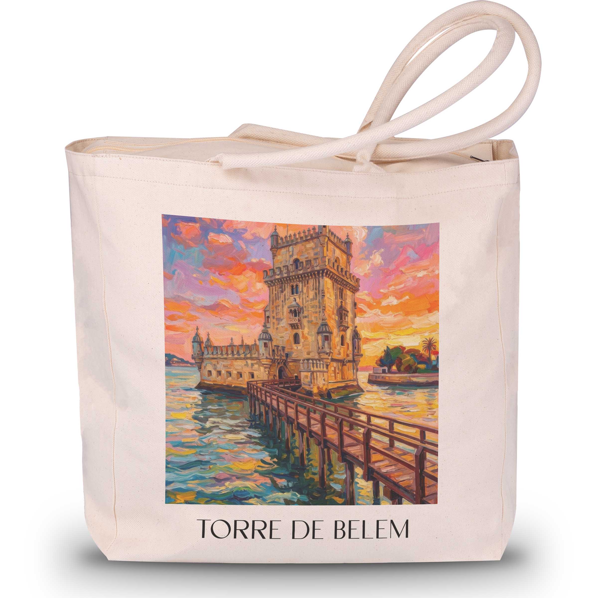 torre-de-belem-lissabon-portugal-einkaufstasche-oil-painting-oelgemaelde