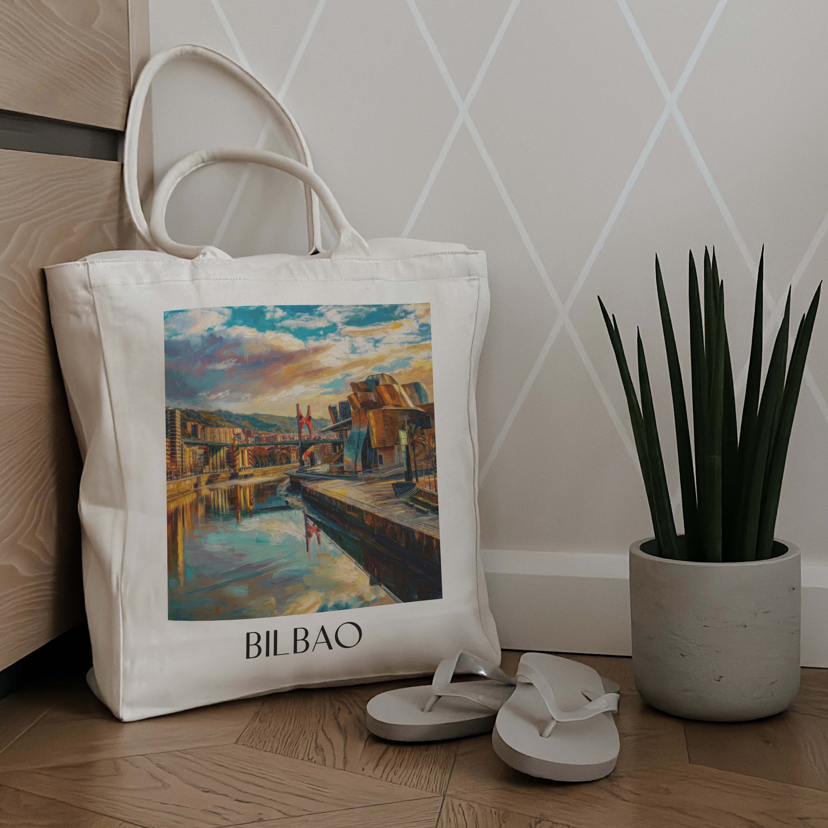 bilbao-spanien-spanien-einkaufstasche-oil-painting-oelgemaelde