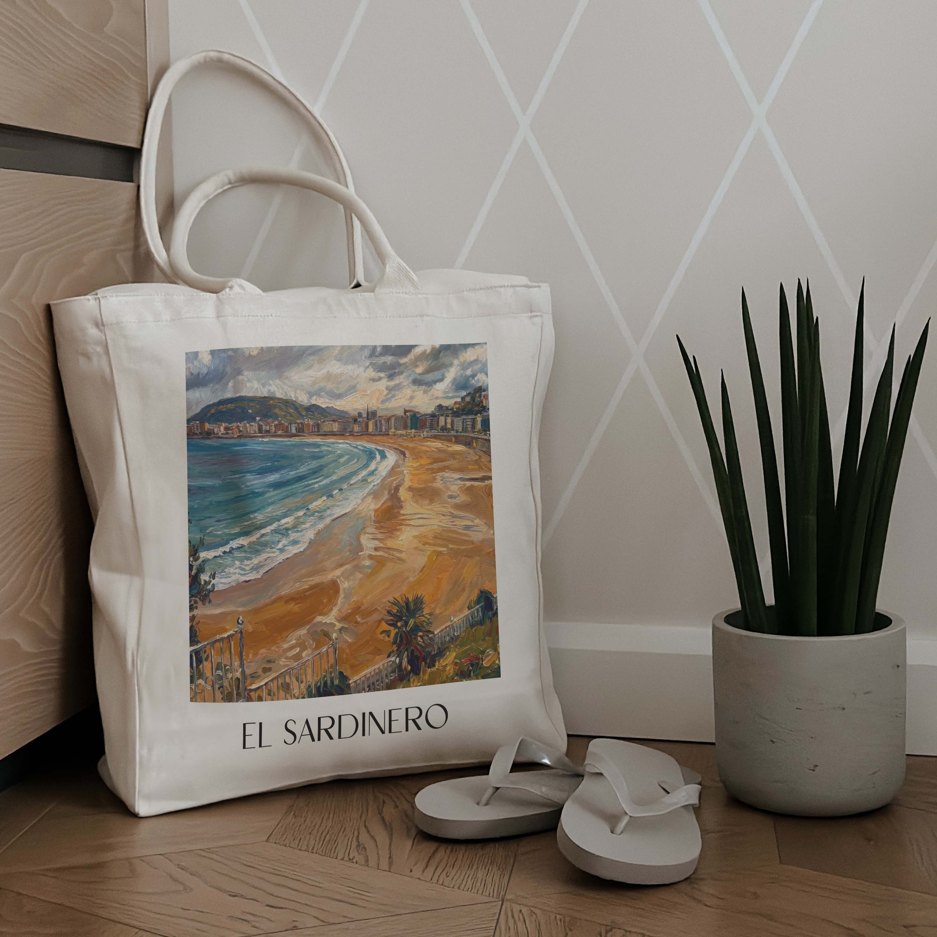 el-sardinero-santander-spanien-einkaufstasche-oil-painting-oelgemaelde