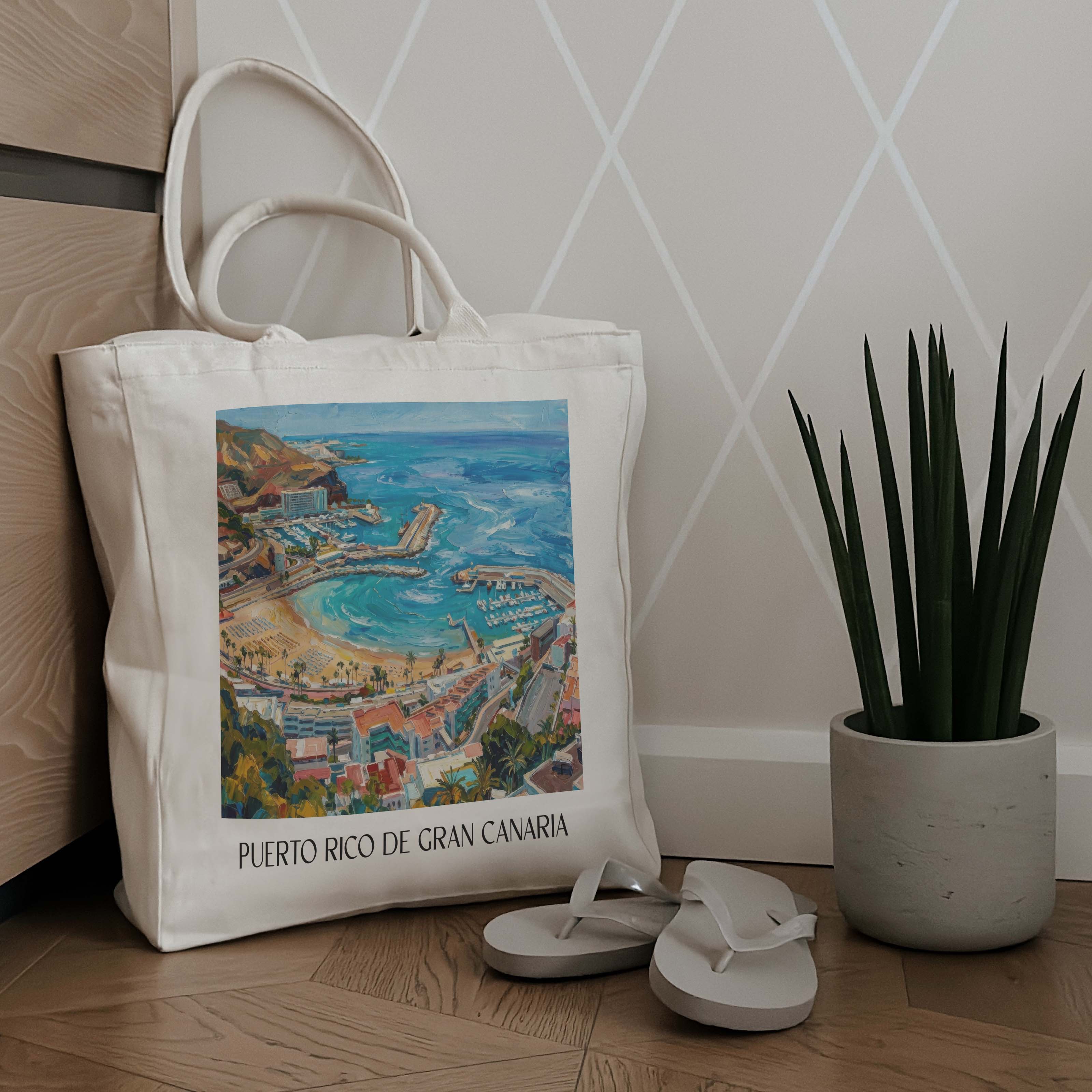 puerto-rico-gran-canaria-puerto-rico-und-spanien-einkaufstasche-oil-painting-oelgemaelde