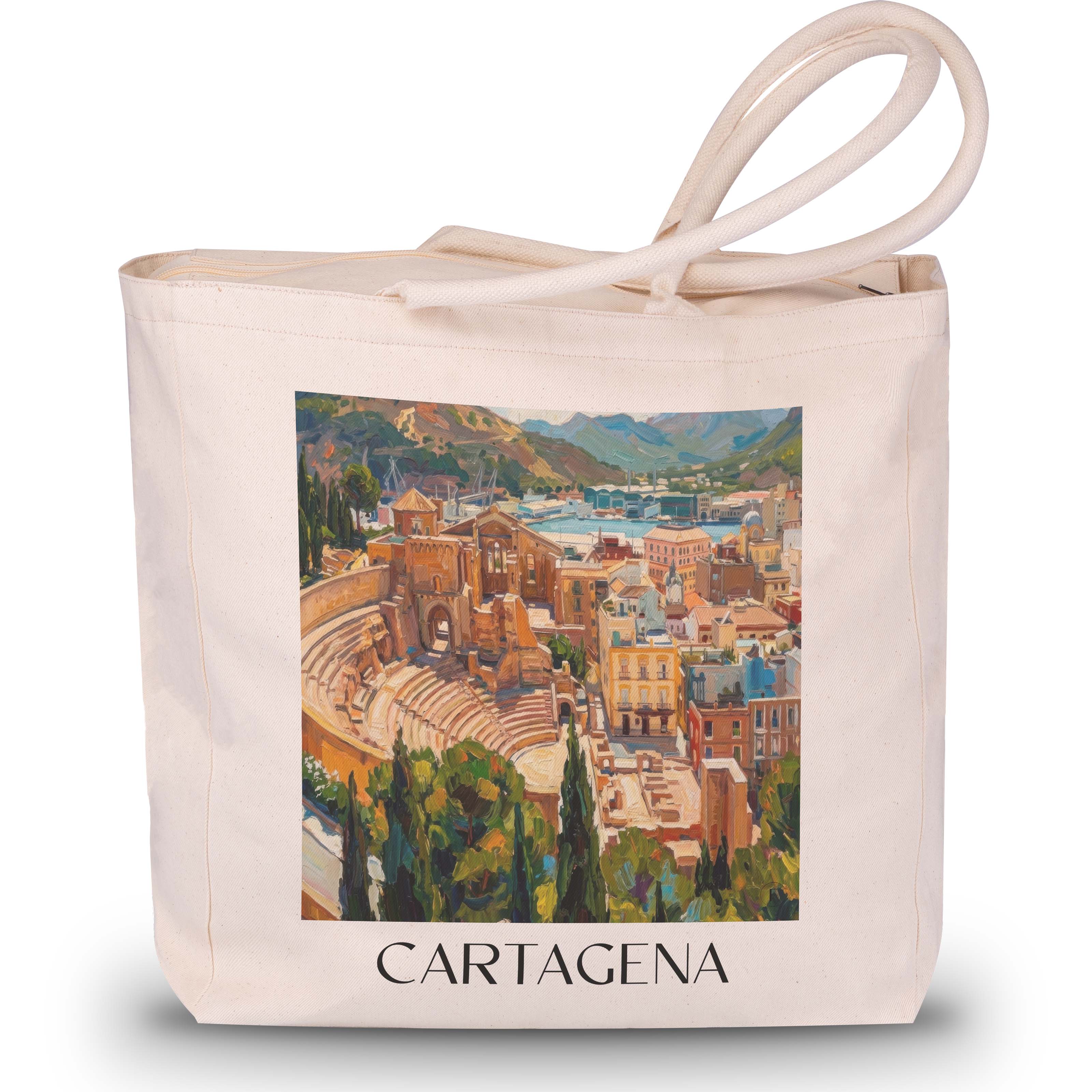 cartagena-spanien-spanien-und-spanien-einkaufstasche-oil-painting-oelgemaelde