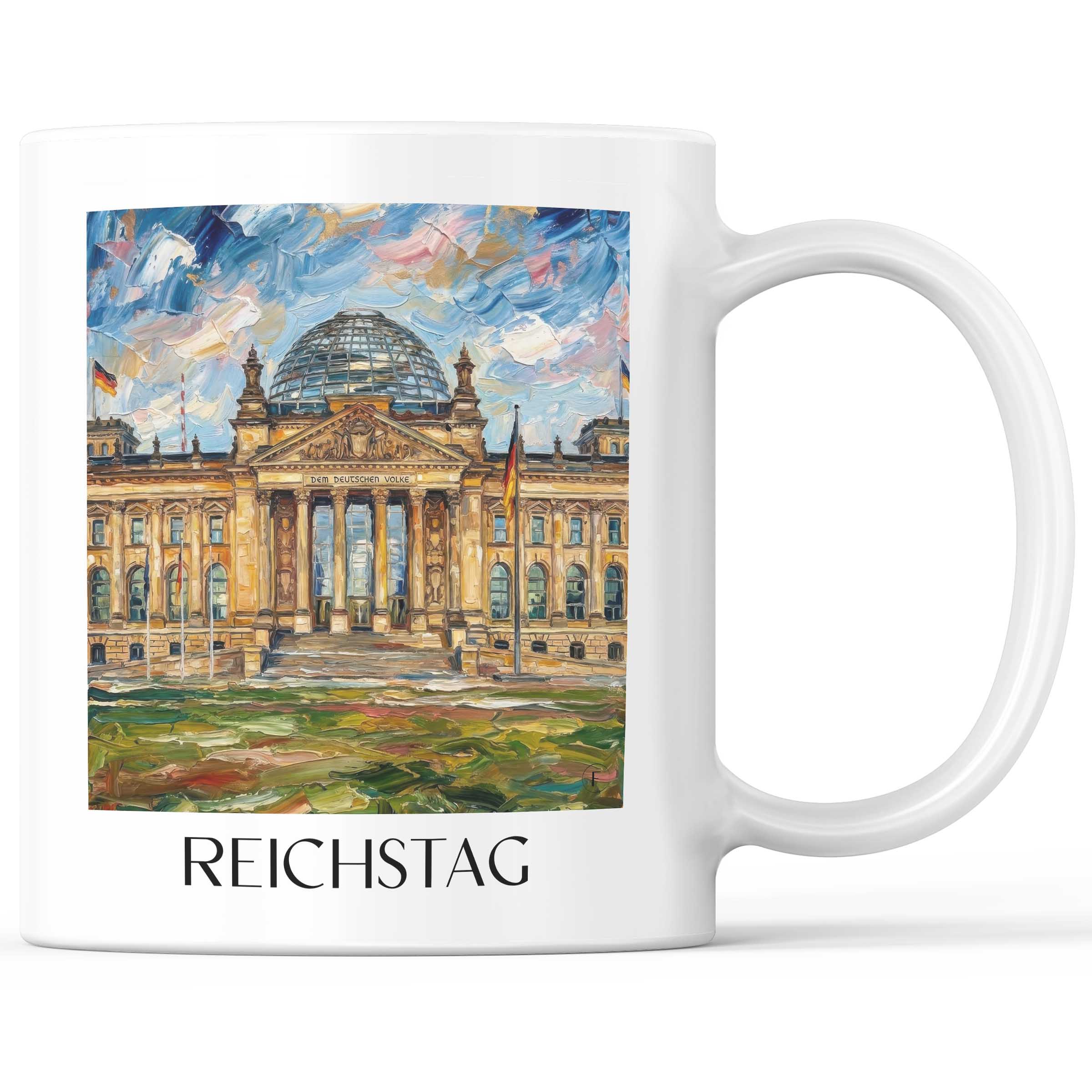 Reichstag Kaffeebecher - Berlin - Deutschland Becher - Kaffeetasse im Ölgemälde Stil