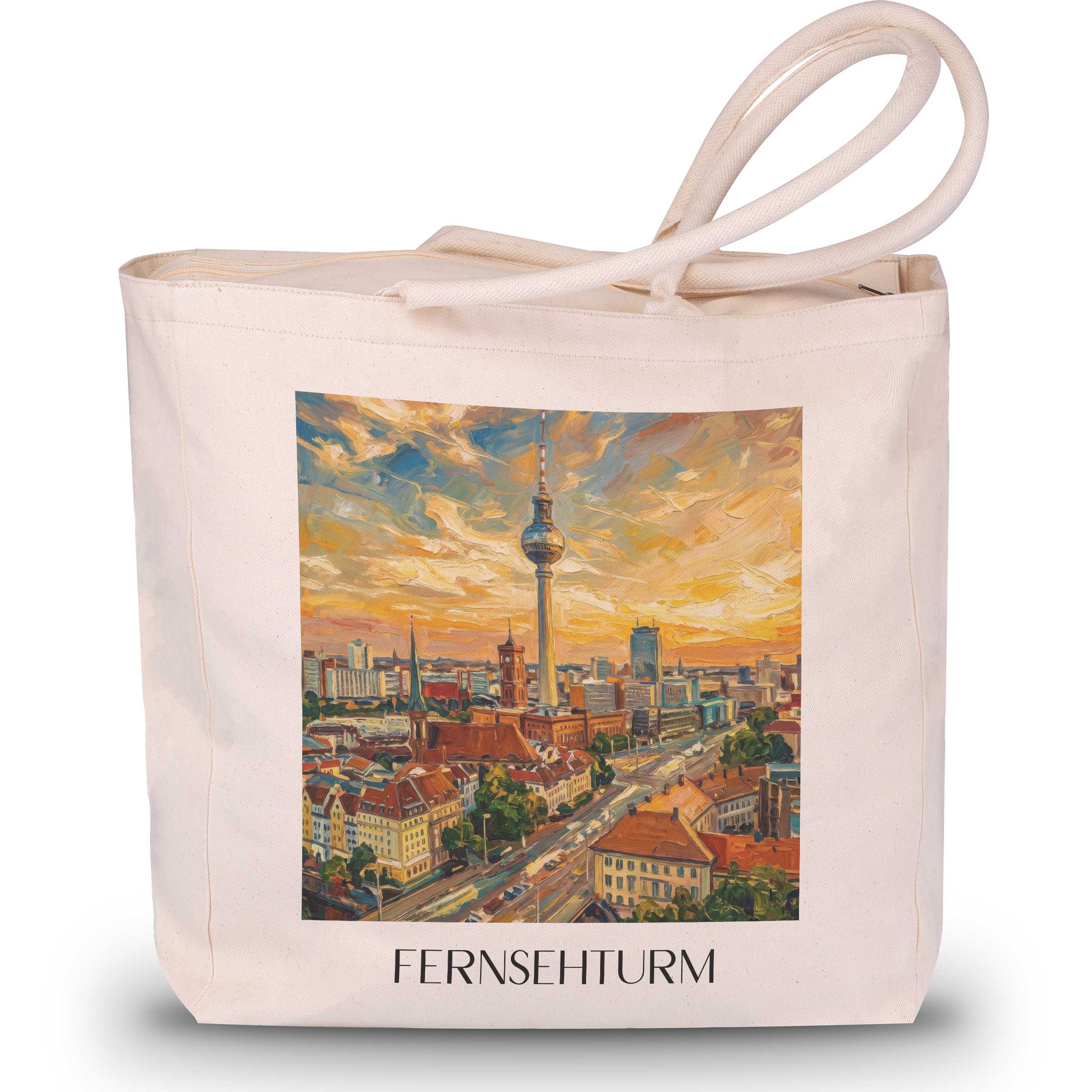 fernsehturm-berlin-deutschland-einkaufstasche-oil-painting-oelgemaelde