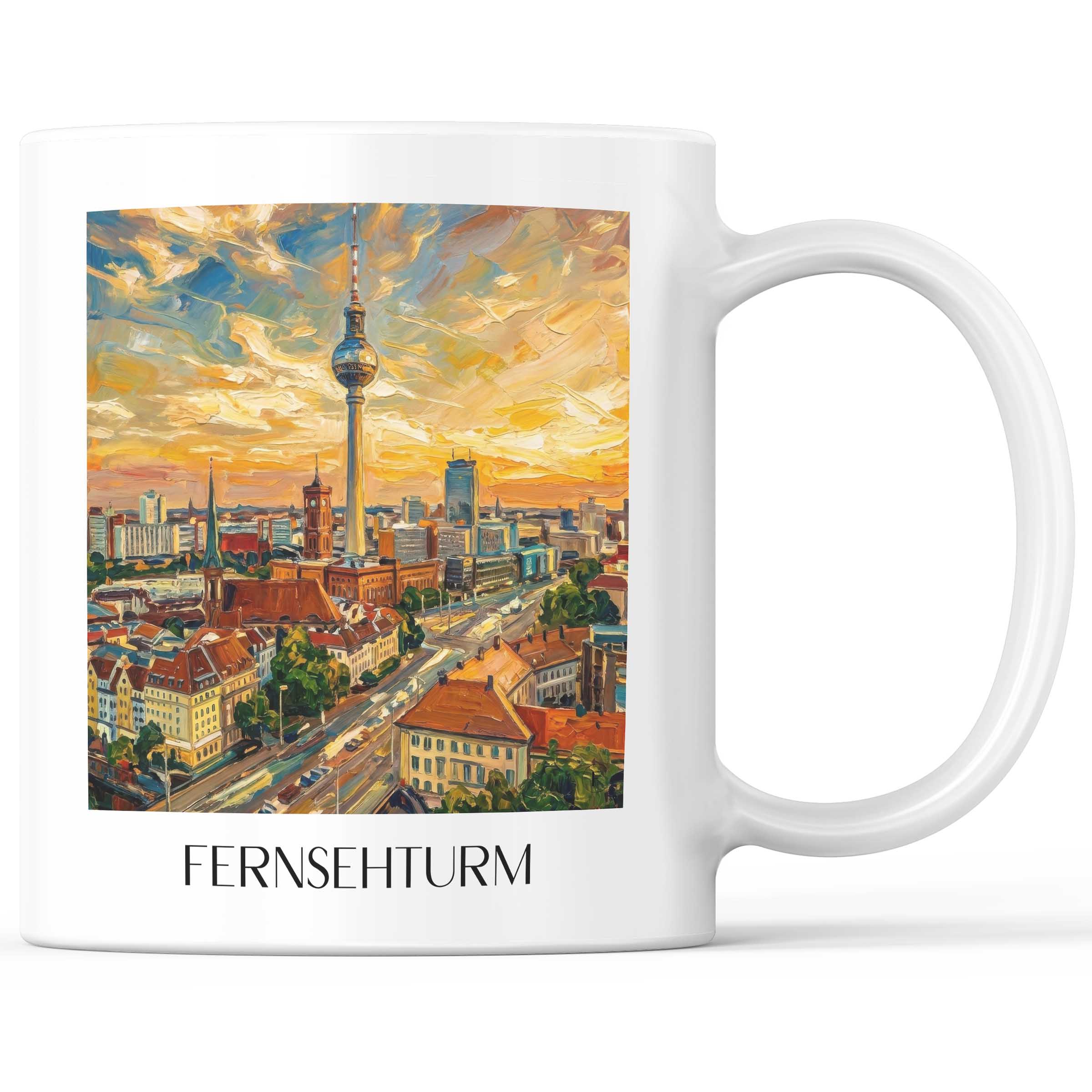 Fernsehturm Kaffeebecher - Berlin - Deutschland Becher - Kaffeetasse im Ölgemälde Stil