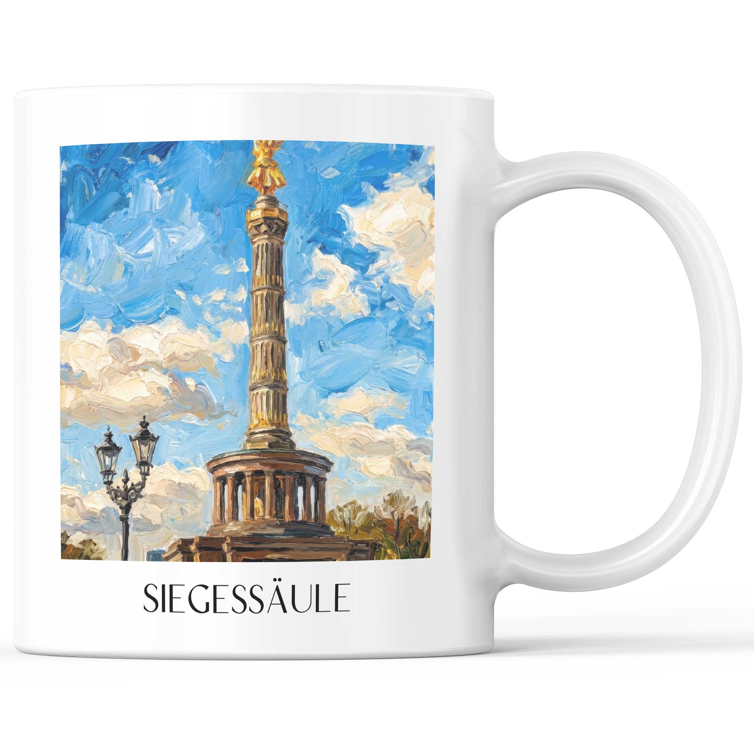 Siegessäule Kaffeebecher - Berlin - Deutschland Becher - Kaffeetasse im Ölgemälde Stil