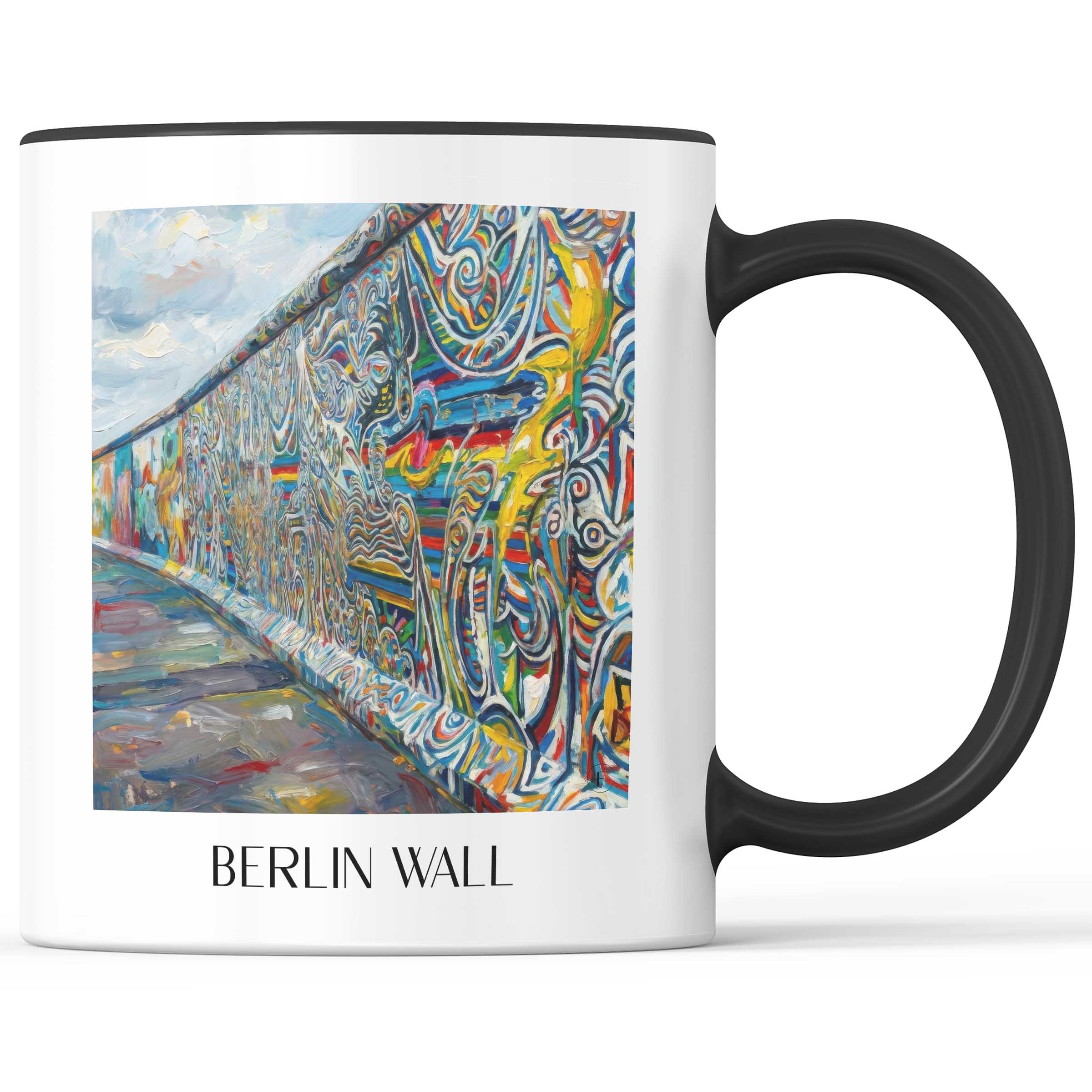 Berliner Mauer Kaffeebecher - Berlin - Deutschland Becher - Kaffeetasse im Ölgemälde Stil